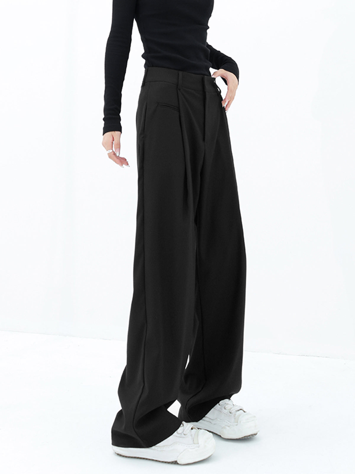 Basic Baggy Wide Leg Dress Pants-Mesadic
