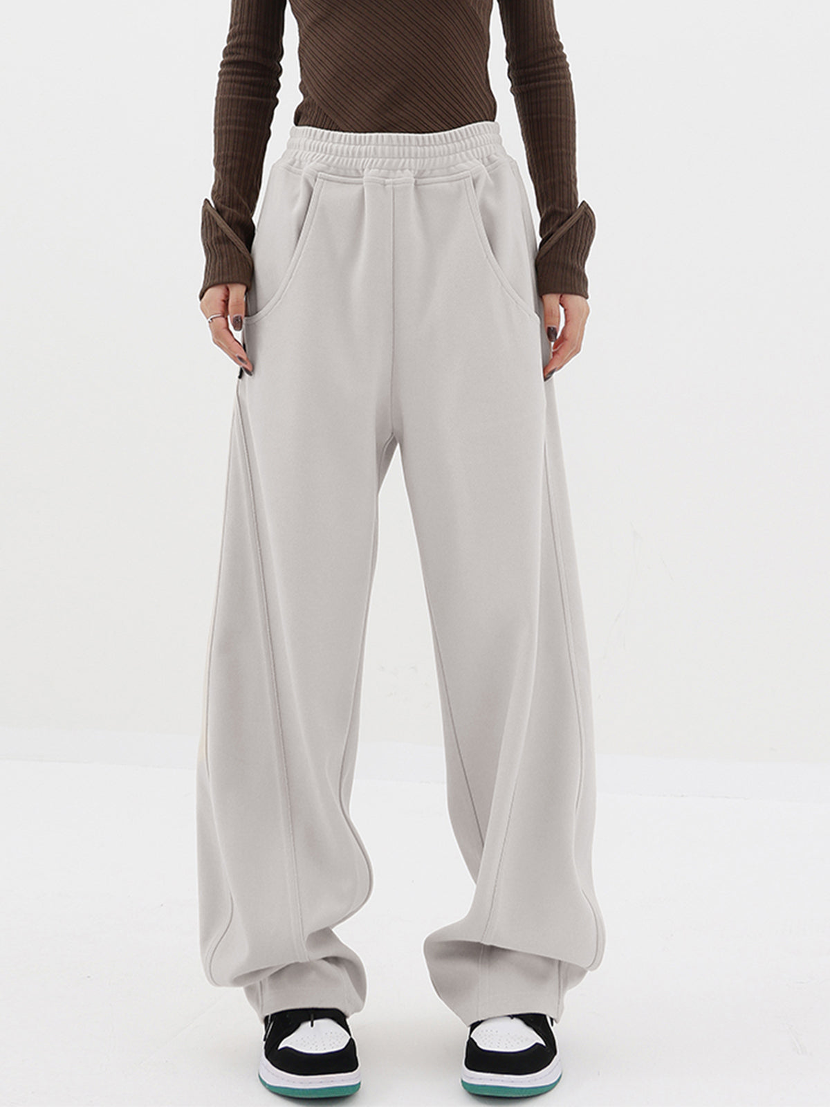 Baggy Solid Wide Leg Pants-CALLISTARI