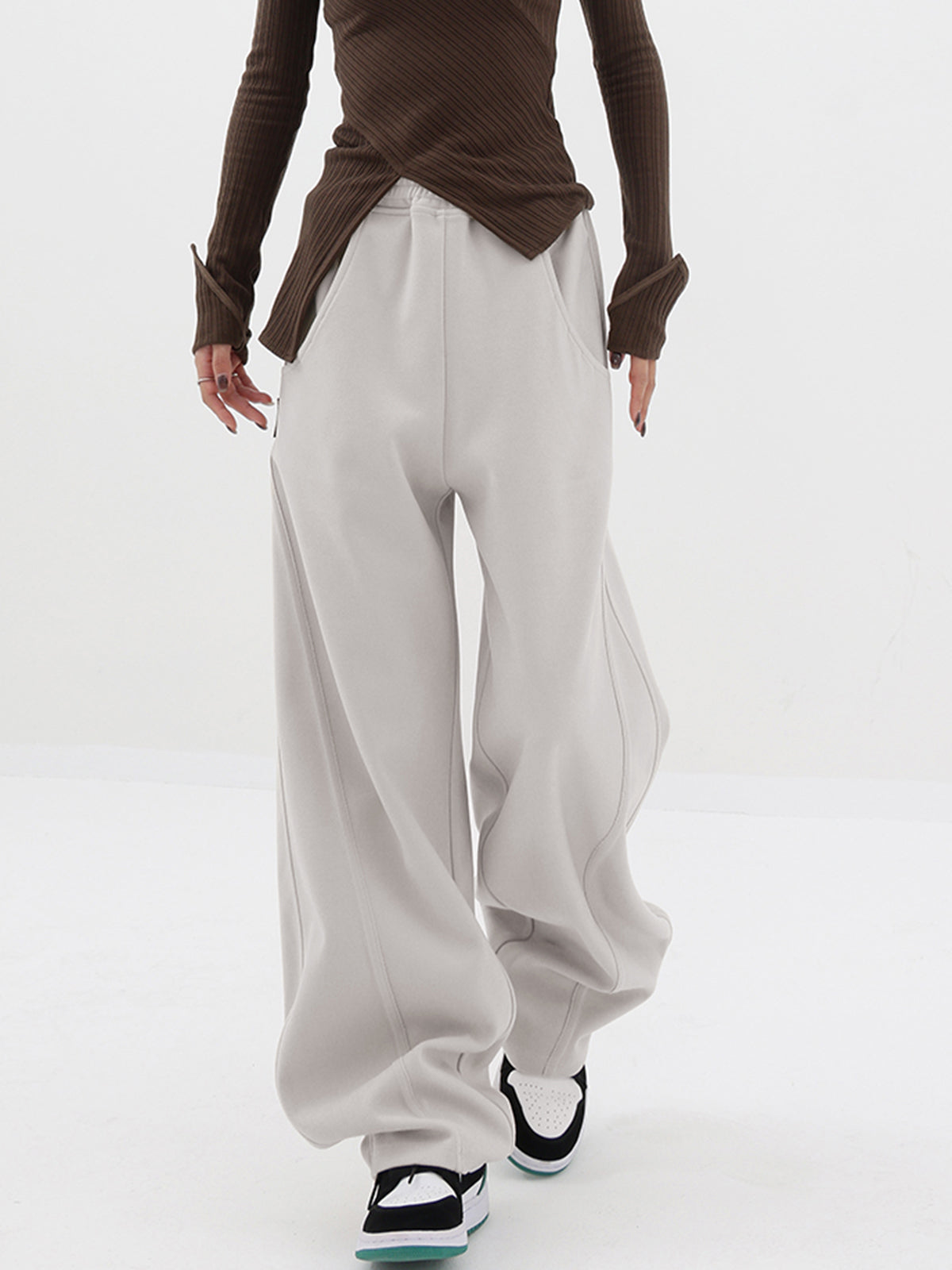 Baggy Solid Wide Leg Pants-CALLISTARI