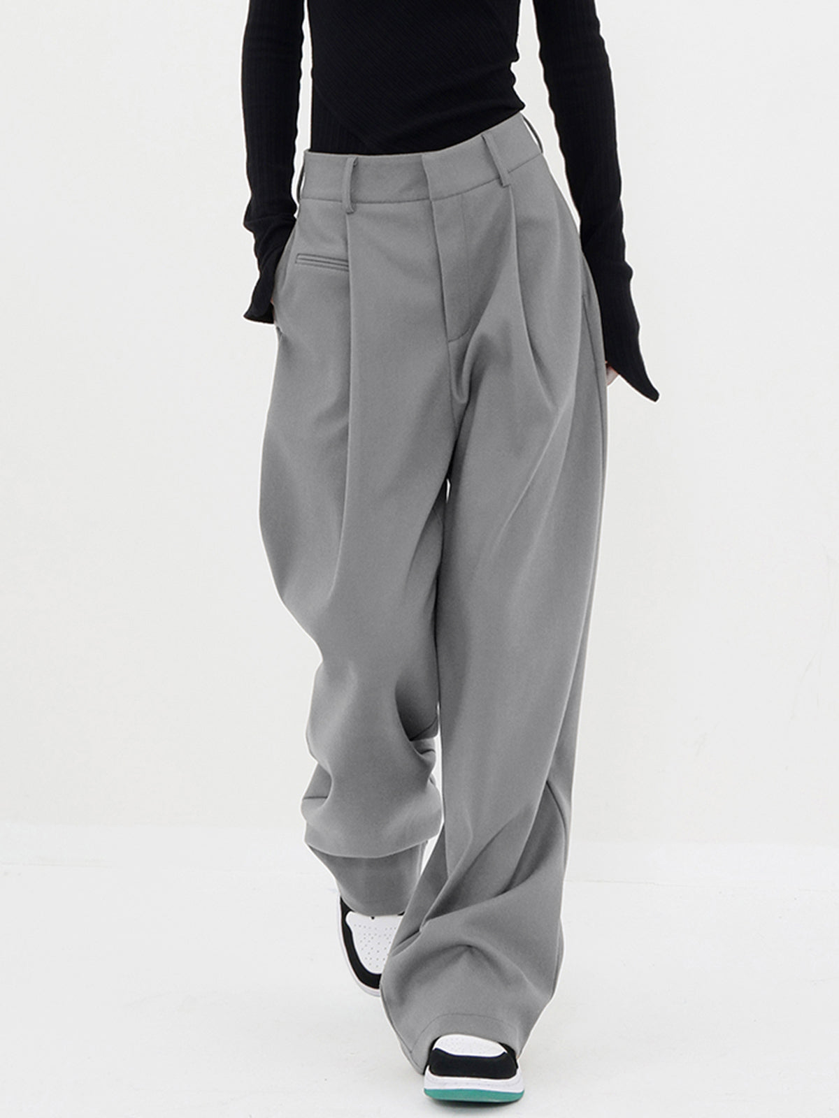 Basic Baggy Wide Leg Dress Pants-Mesadic