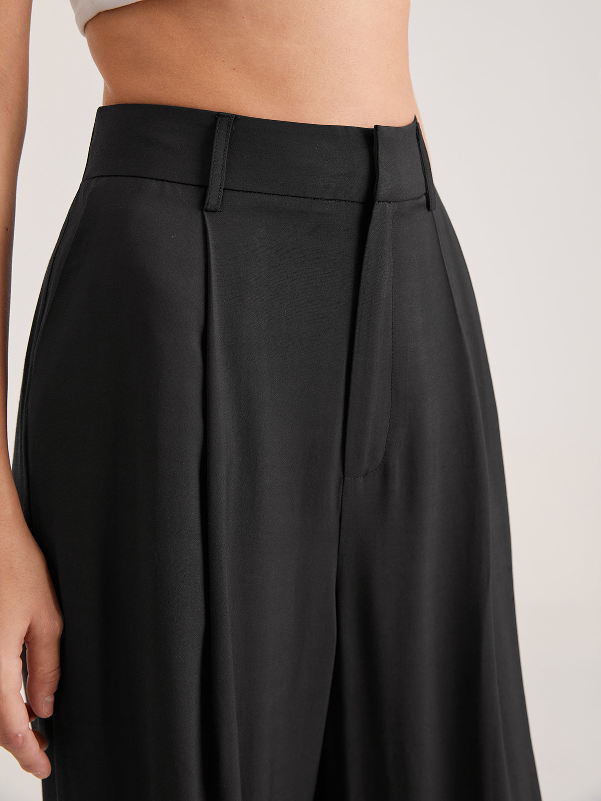 Oversized High Waisted Pleat Front Trousers-CALLISTARI