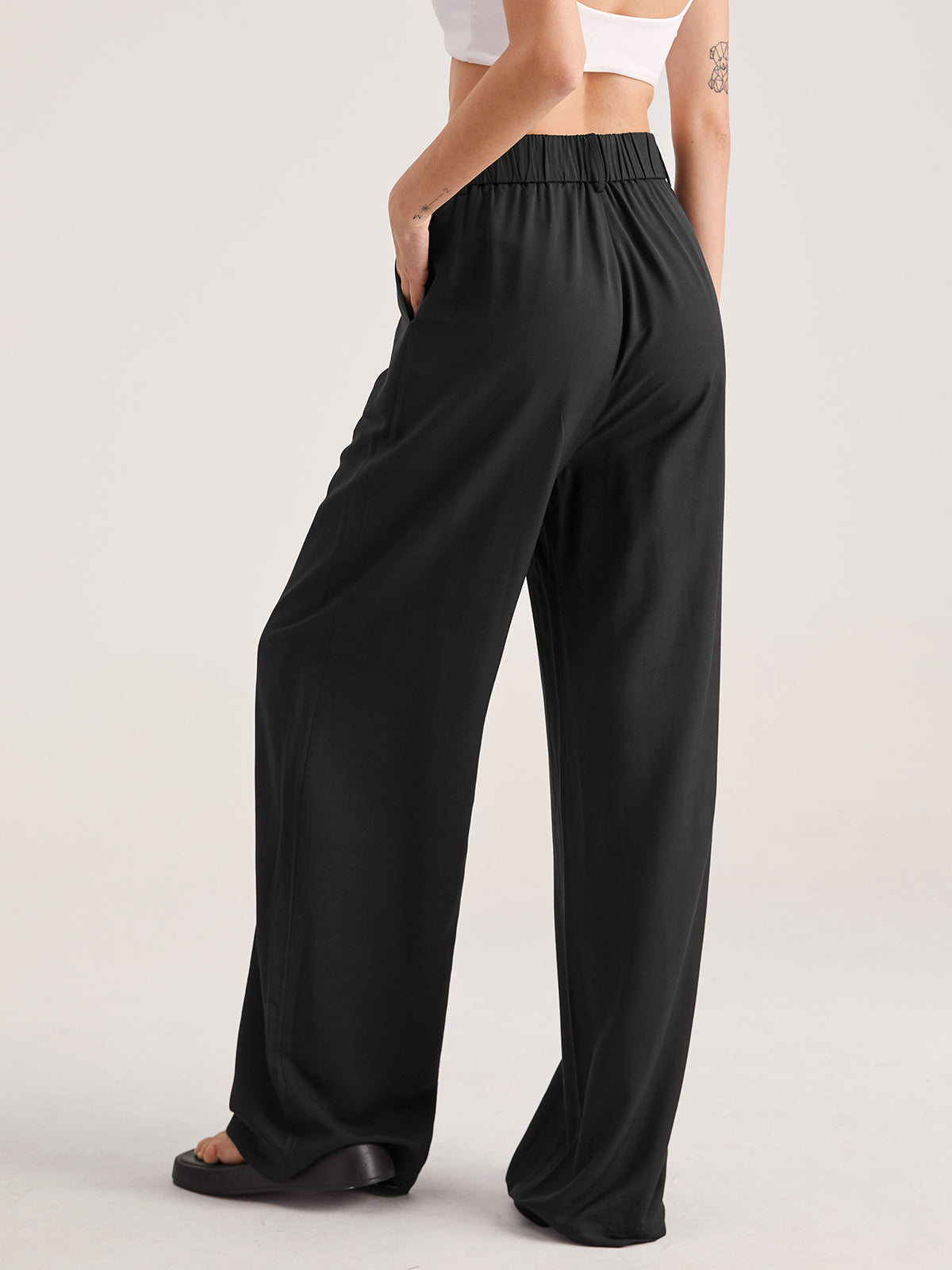 Oversized High Waisted Pleat Front Trousers-CALLISTARI