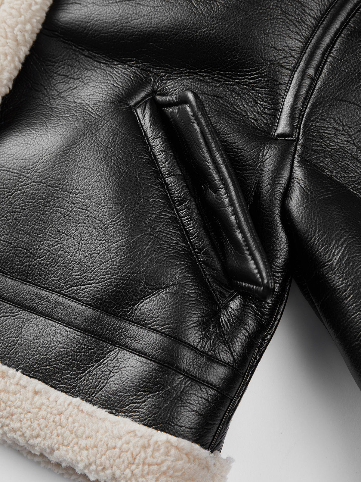 Sherpa Lined Shearling Leather Flight Jacket-CALLISTARI