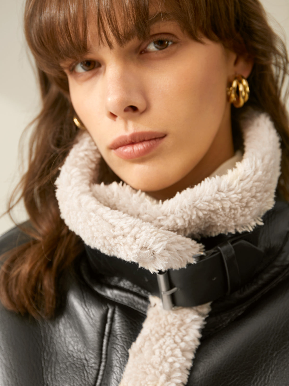 Sherpa Lined Shearling Leather Flight Jacket-CALLISTARI