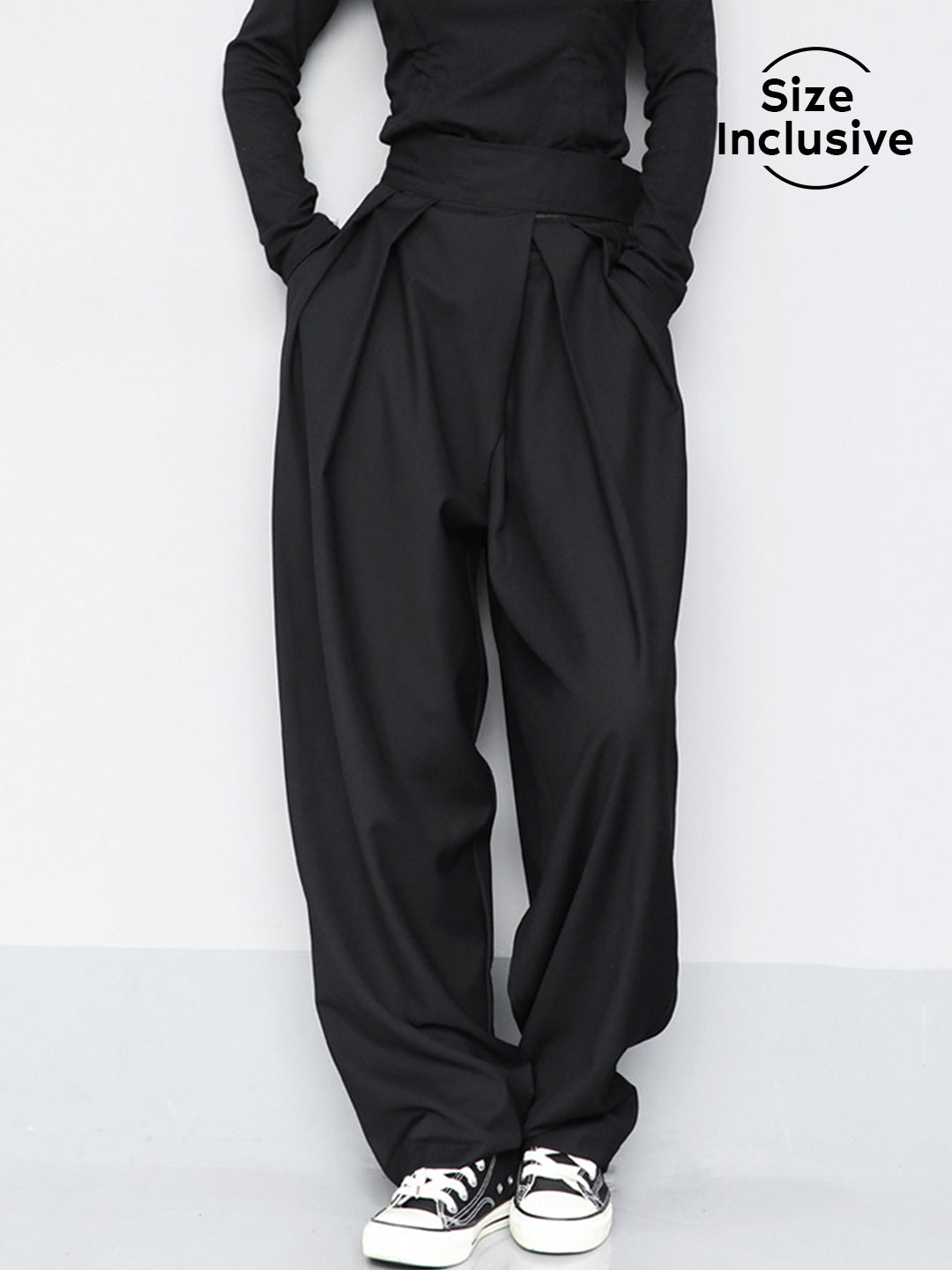 Hook-and-Loop Fastener Wide Leg Velcro Pants-Mesadic