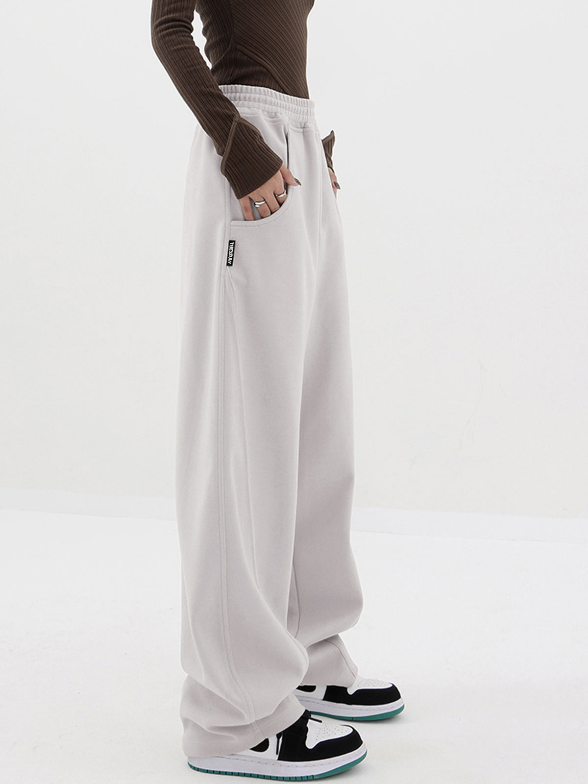 Baggy Solid Wide Leg Pants-CALLISTARI