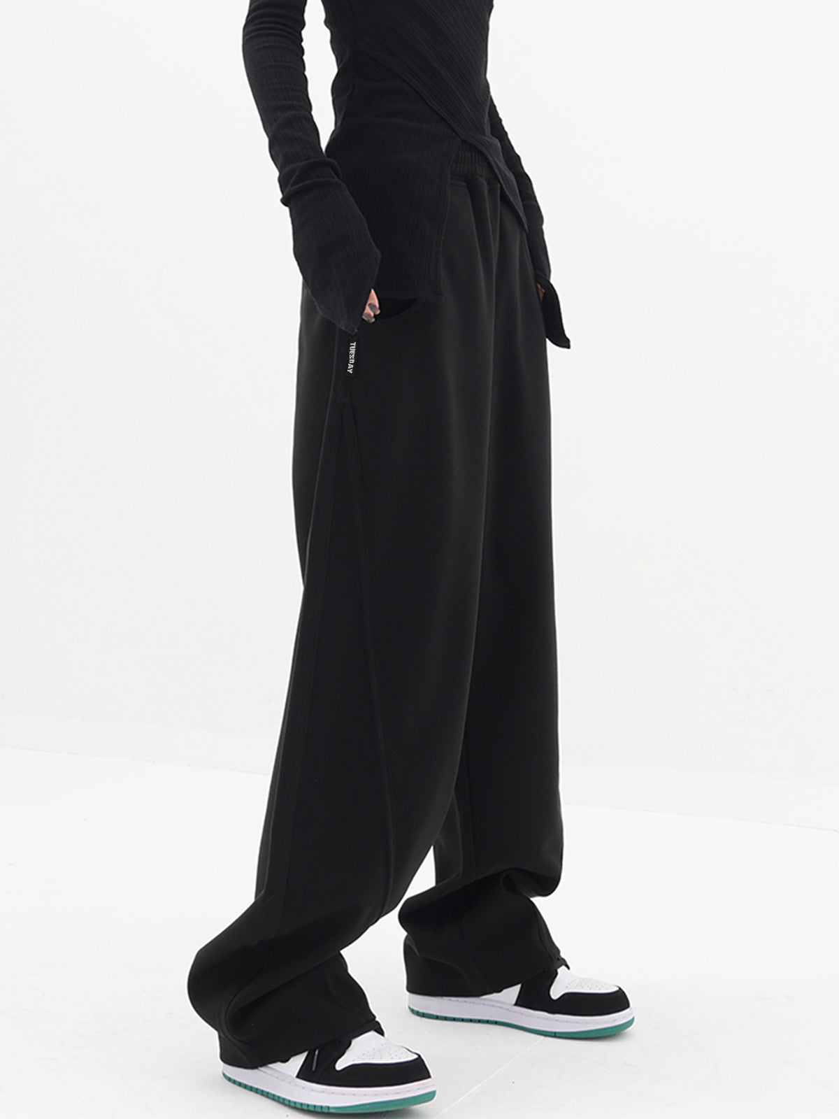 Baggy Solid Wide Leg Pants-CALLISTARI
