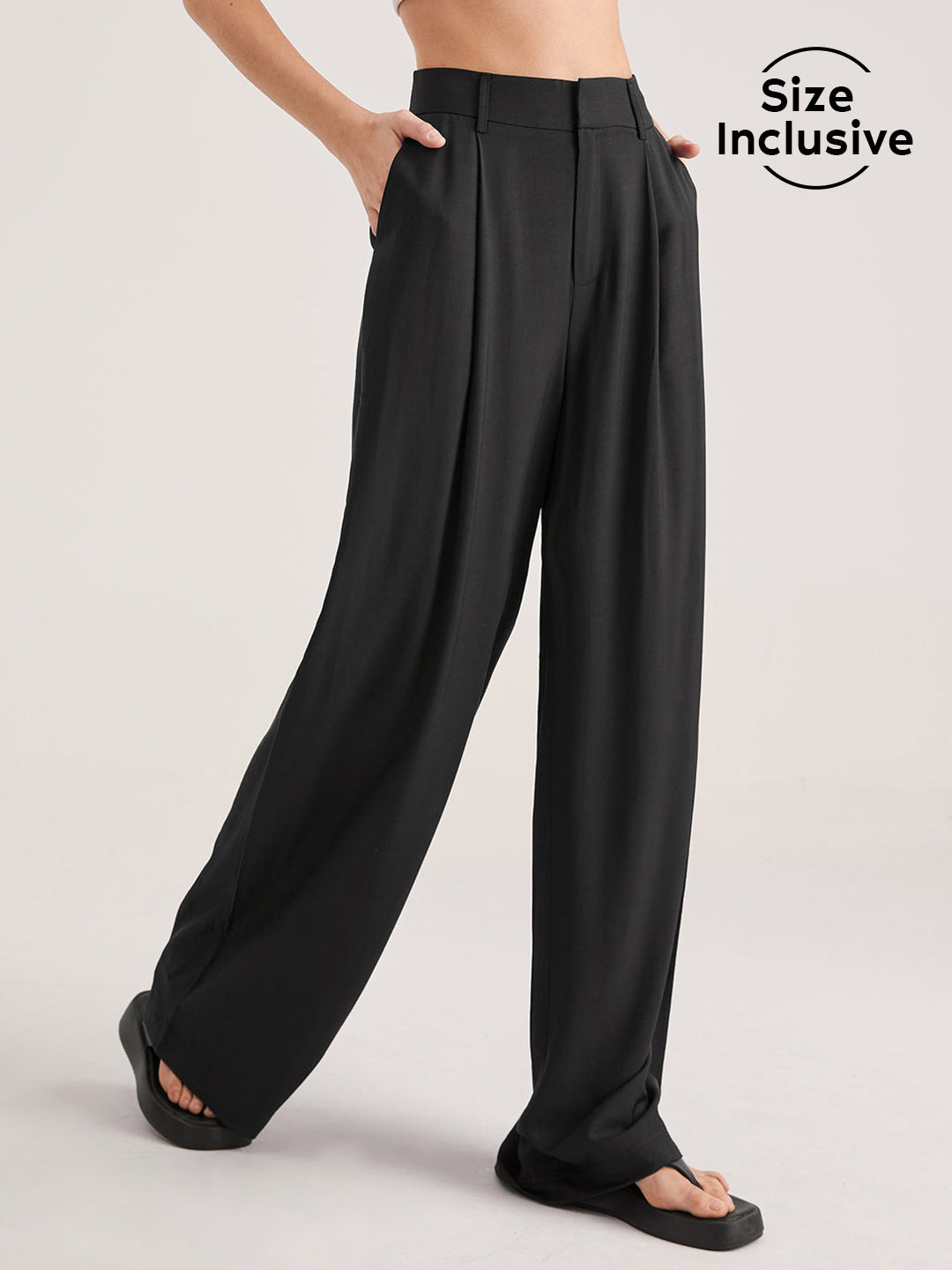 Oversized High Waisted Pleat Front Trousers-CALLISTARI