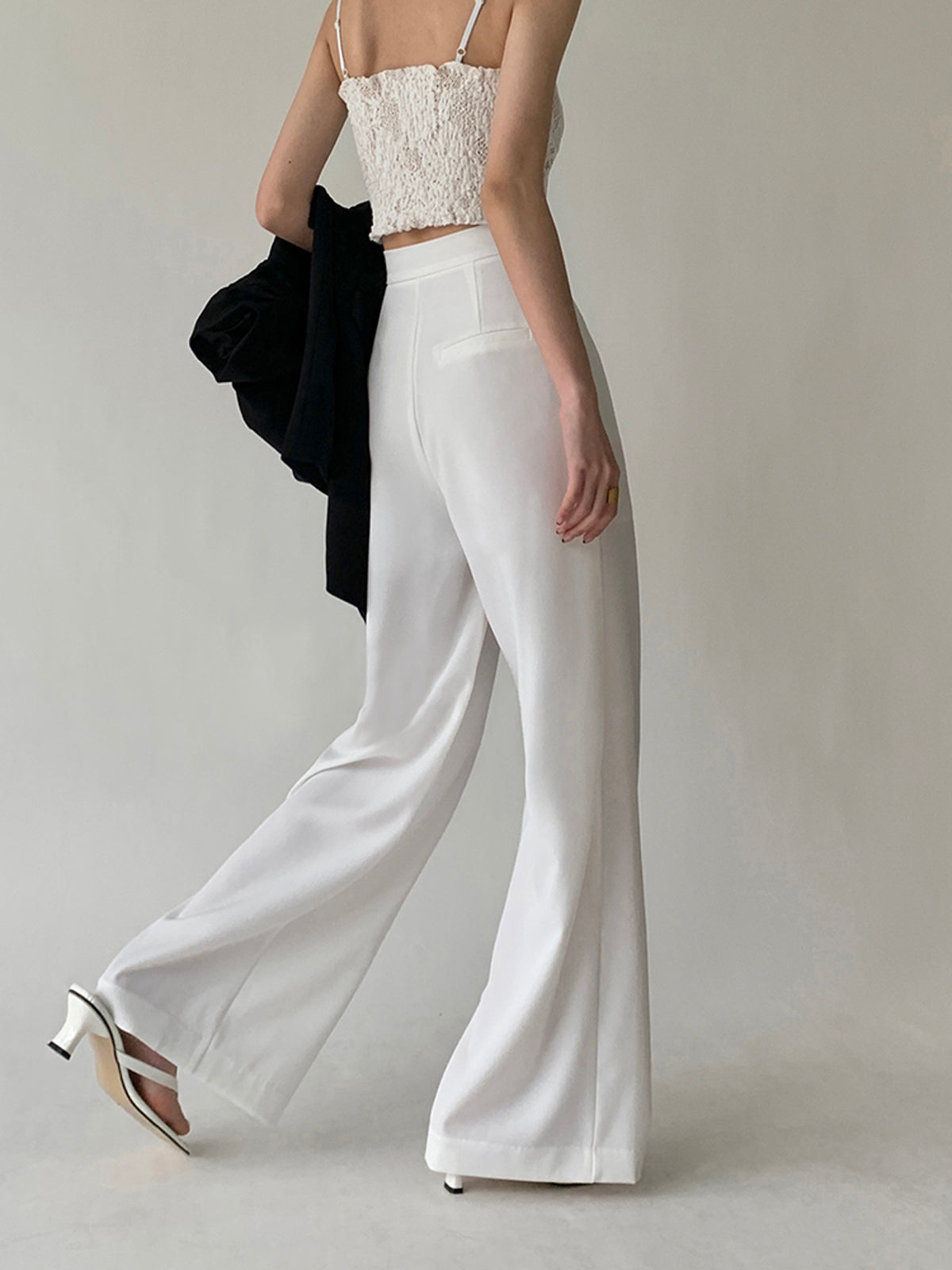 Tie Waist Flowy Wide Leg Dress Pants-Mesadic