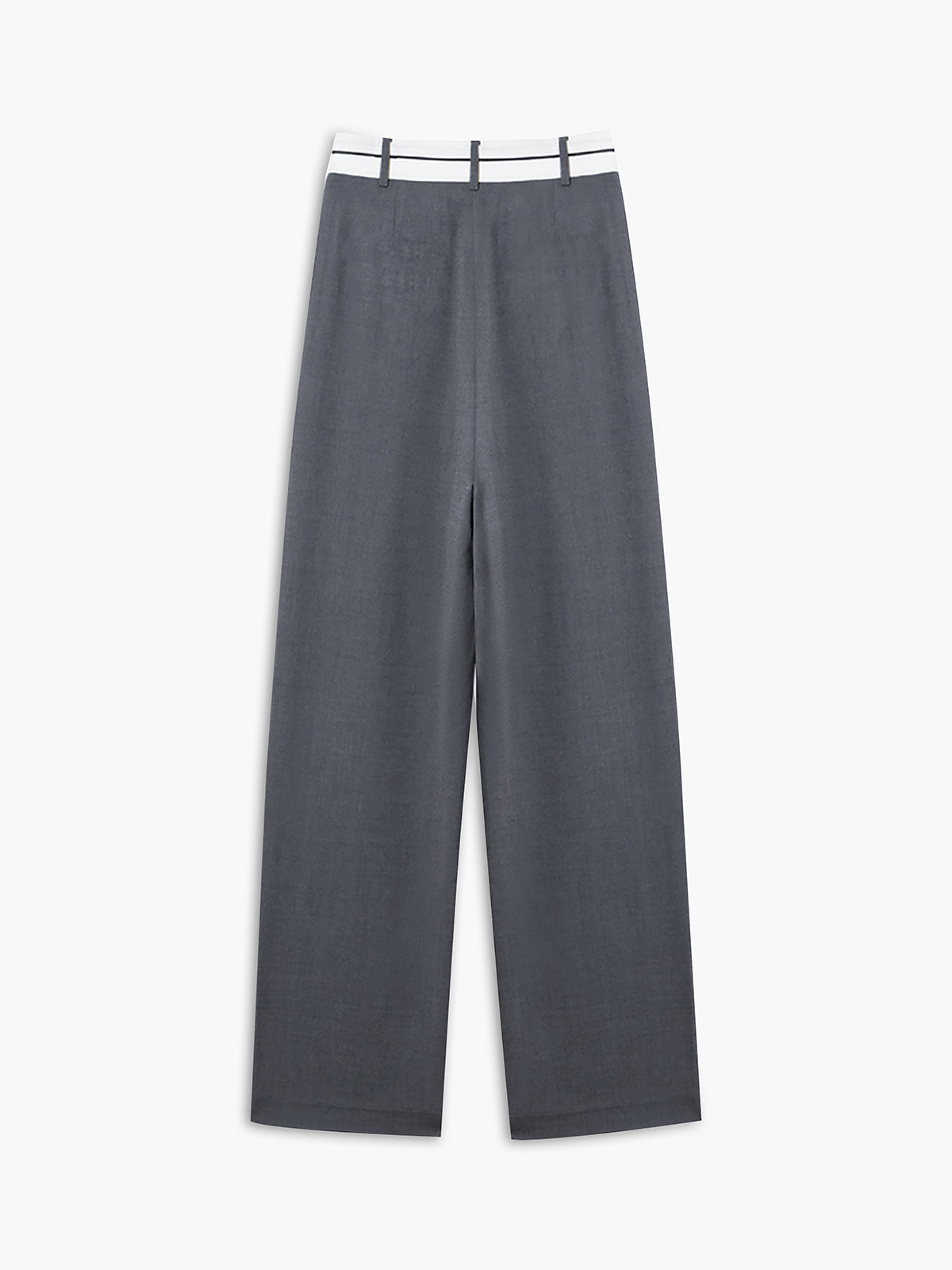 Asymmetrical Contrast Waistband Wide Leg Dress Pants-CALLISTARI