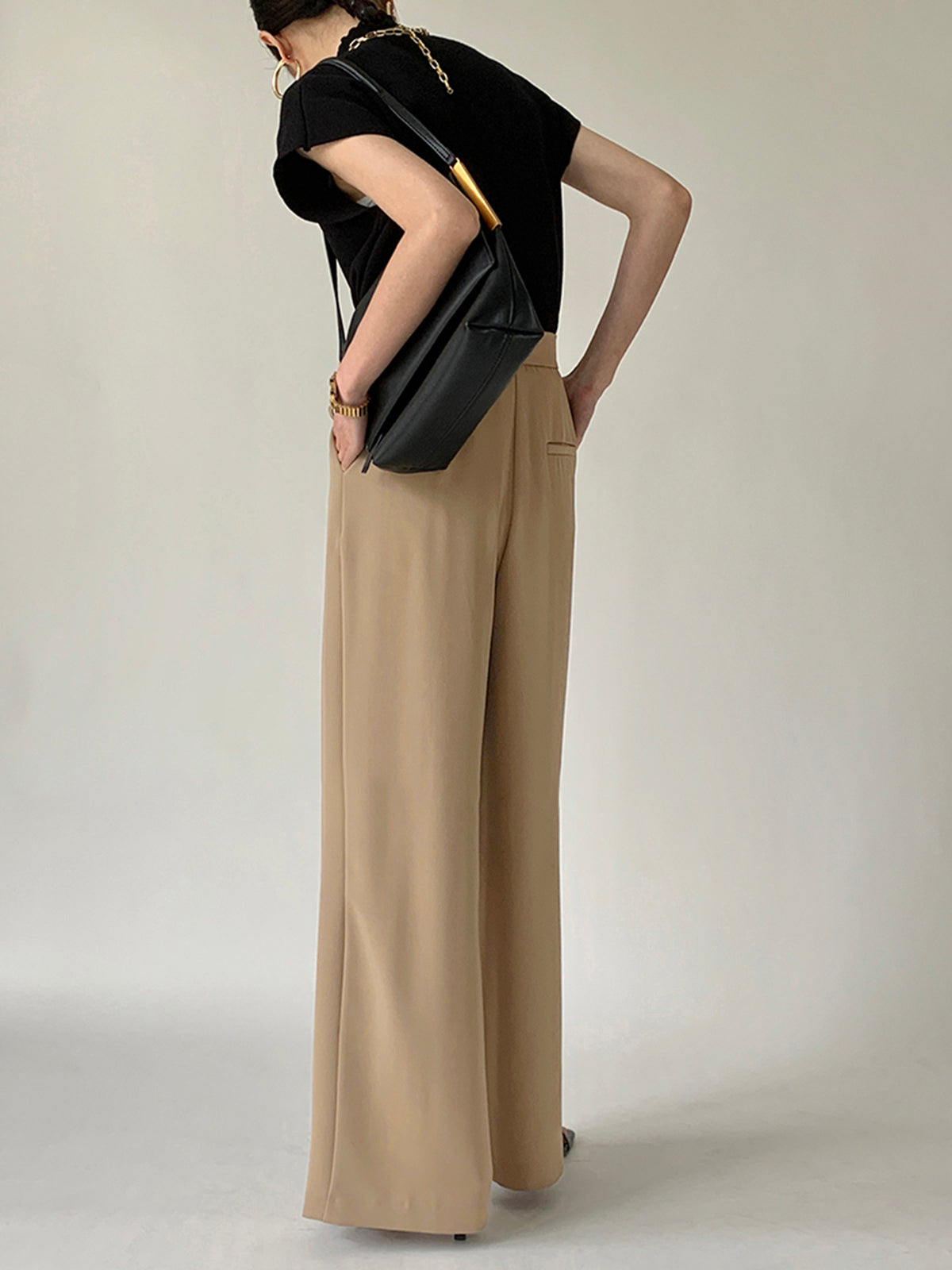Tie Waist Flowy Wide Leg Dress Pants-Mesadic