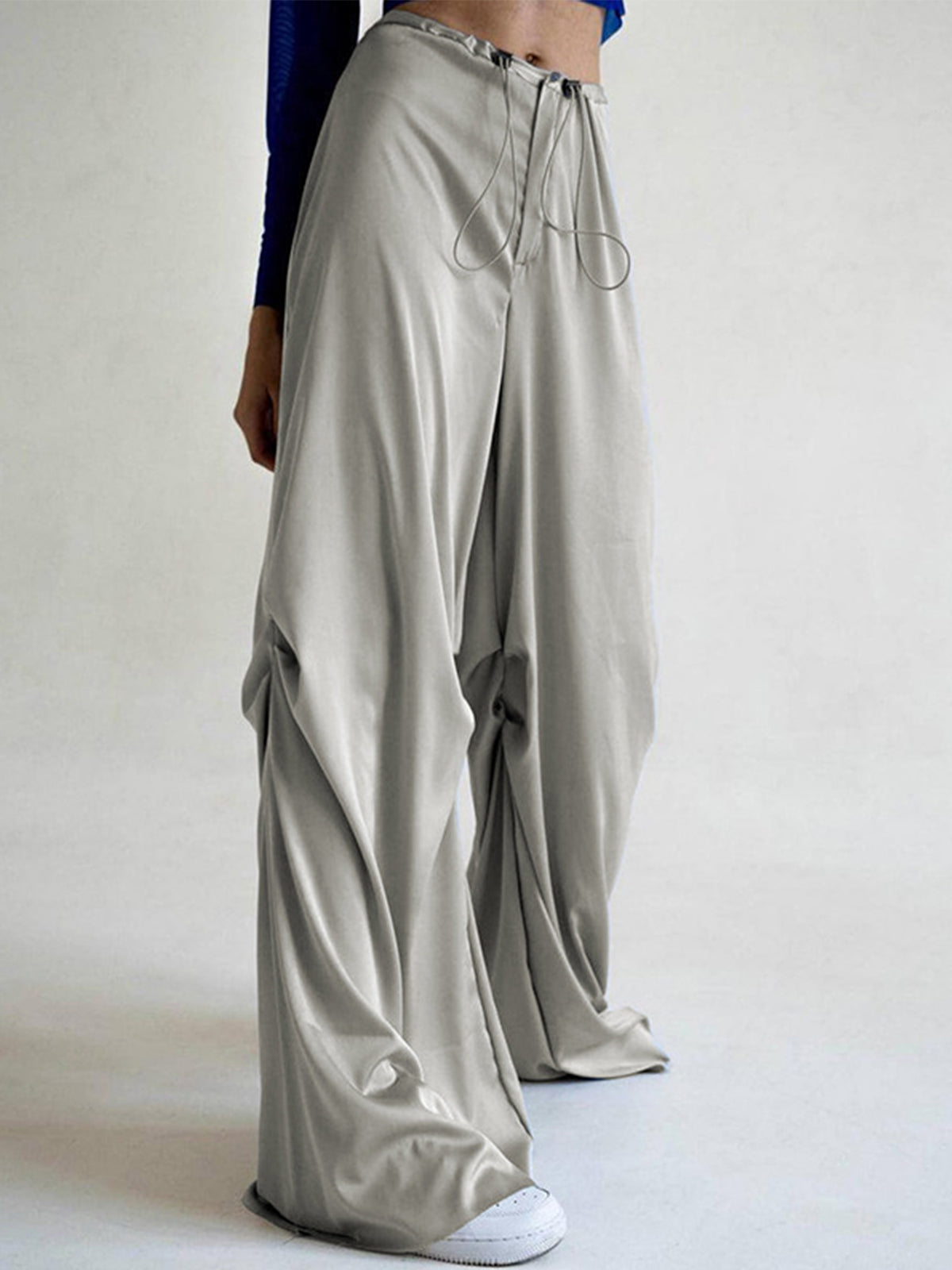 Oversized Satin Wide Leg Pants-CALLISTARI