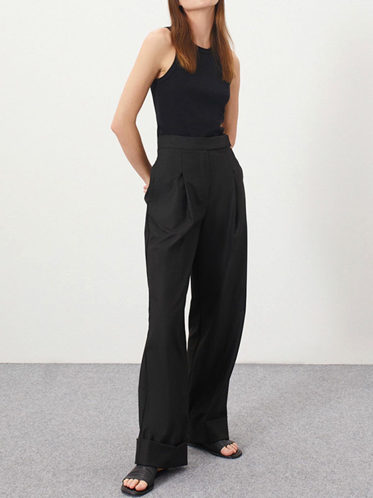 Nostalgia Pleat Wide Leg Pants-CALLISTARI