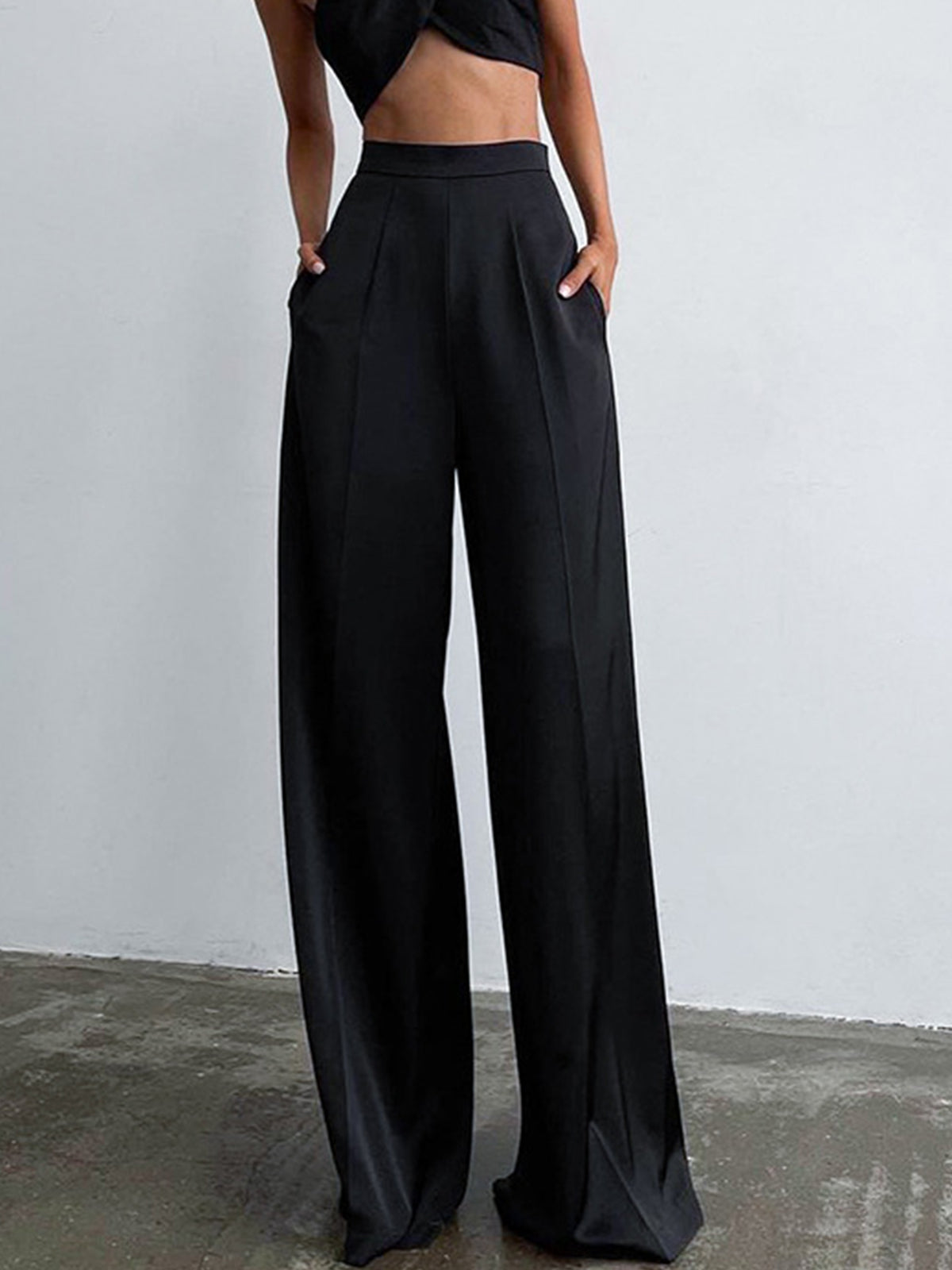 Oversized Satin Wide Leg Dress Pants-CALLISTARI