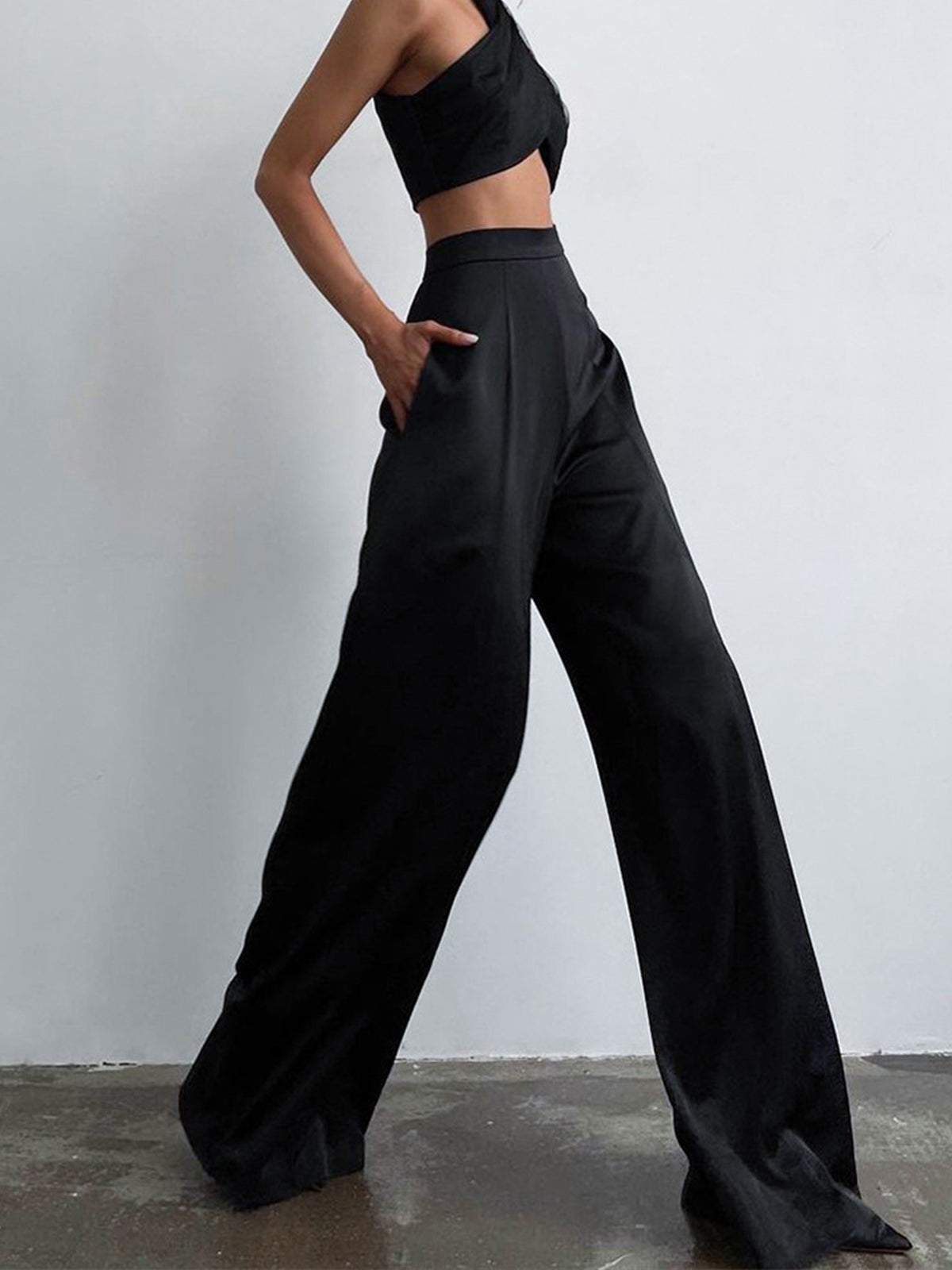 Oversized Satin Wide Leg Dress Pants-CALLISTARI