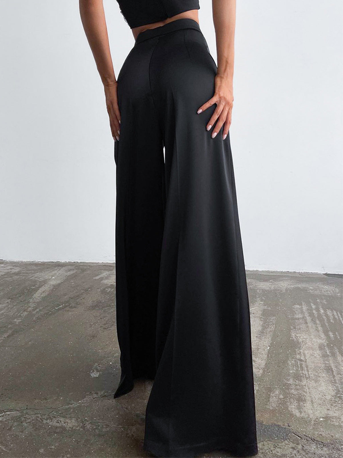 Oversized Satin Wide Leg Dress Pants-CALLISTARI