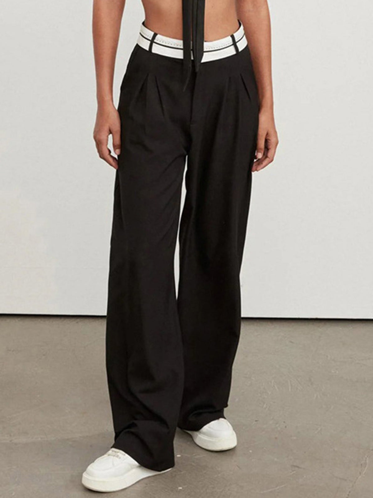 Highway Reverse Waistband Wide Leg Dress Pants-CALLISTARI