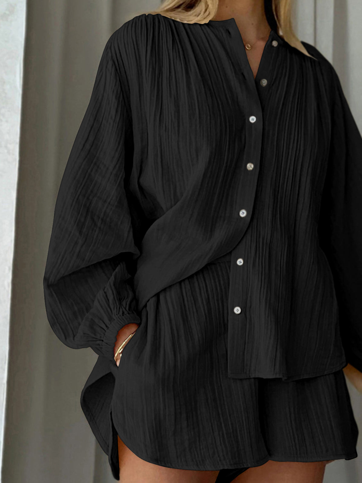 Santorini Textured Two Piece Shorts Set-CALLISTARI