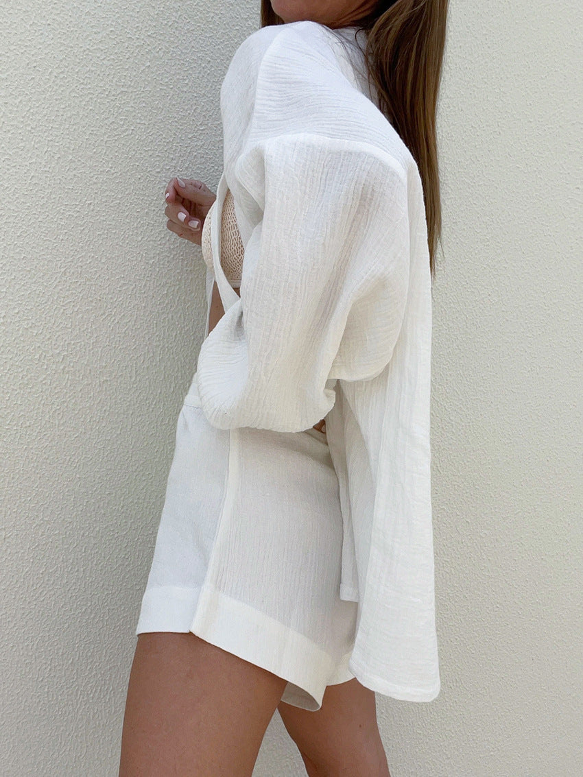 Cotton Wonderland Tied Two Piece Shorts Set-Trafni