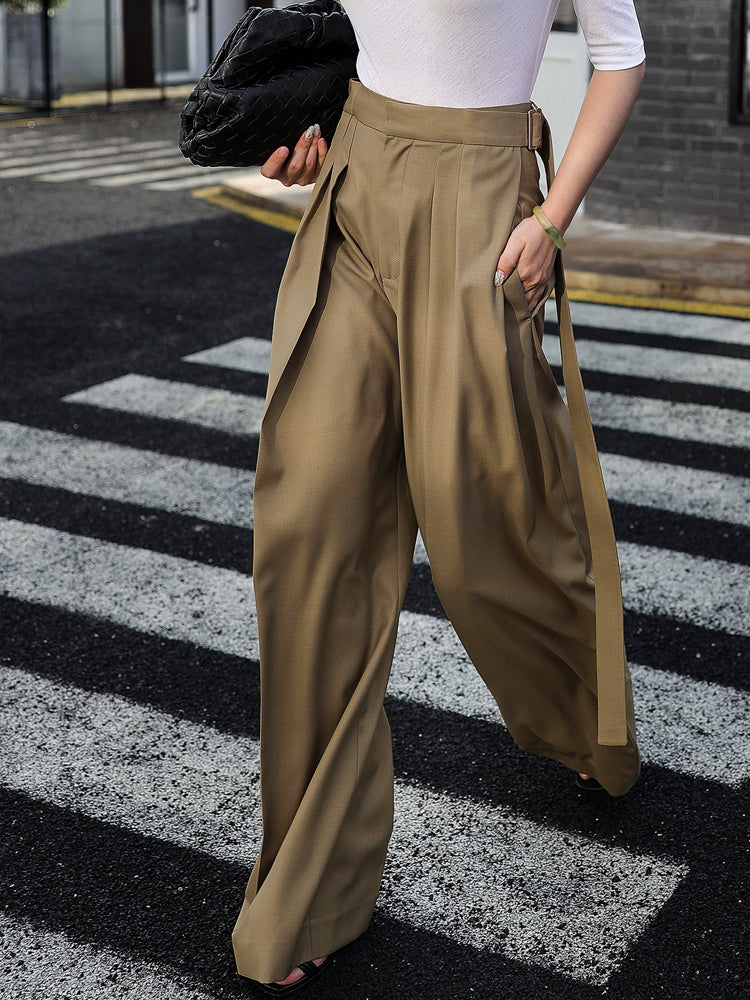 Oversized Tied Wide Leg Dress Pants-CALLISTARI