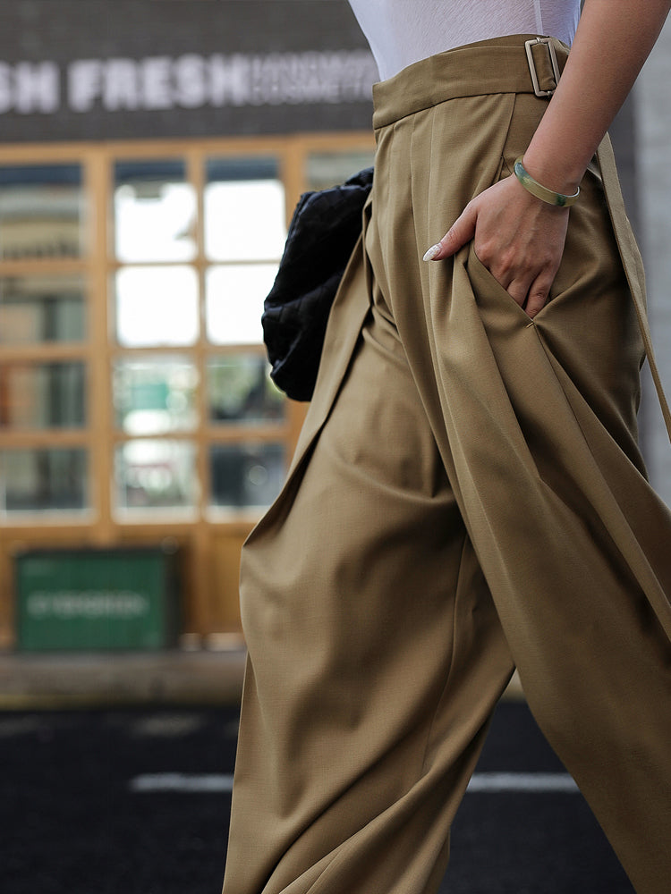 Oversized Tied Wide Leg Dress Pants-CALLISTARI