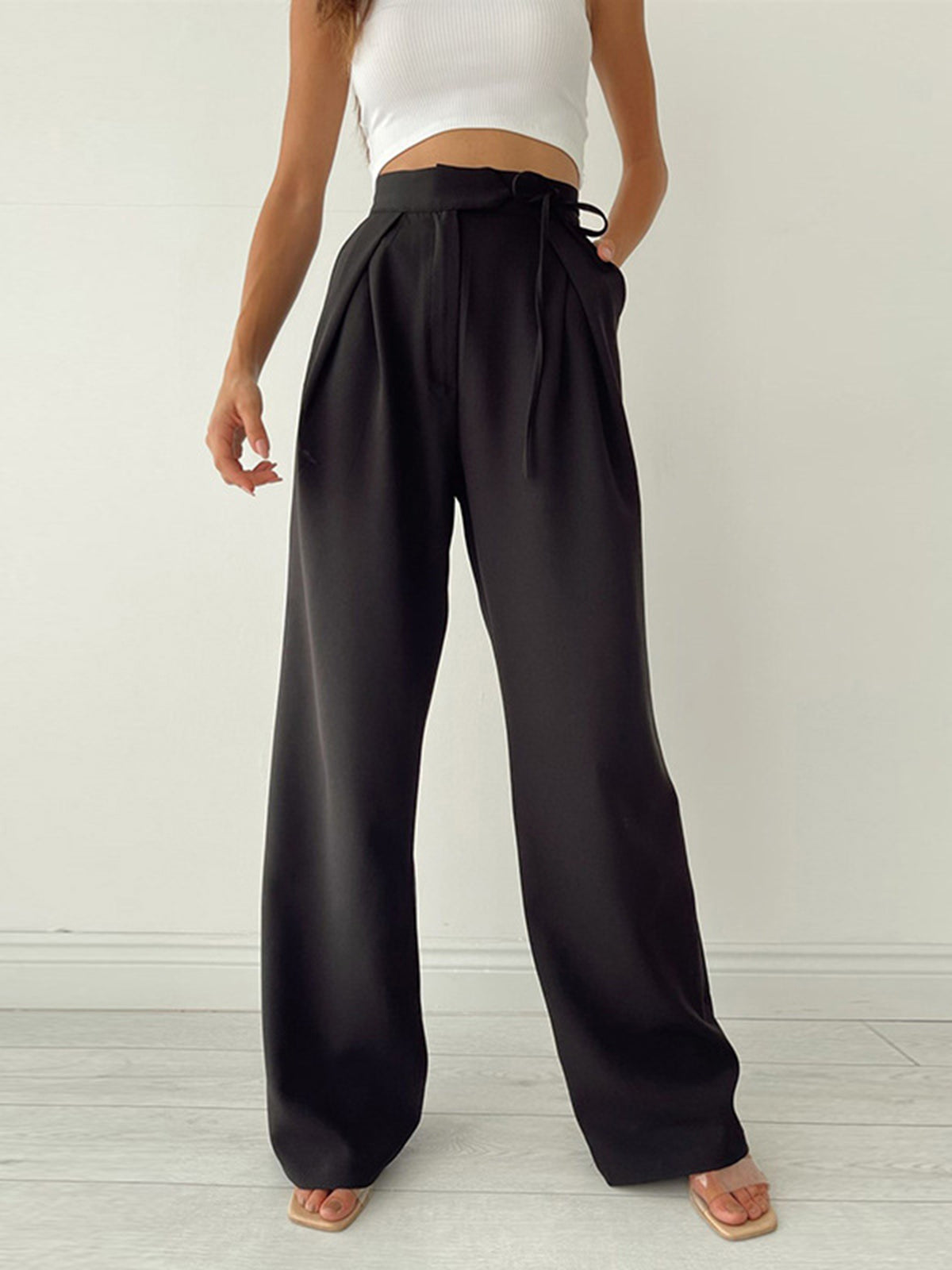 Palazzo Tied Wide Leg Dress Pants-CALLISTARI