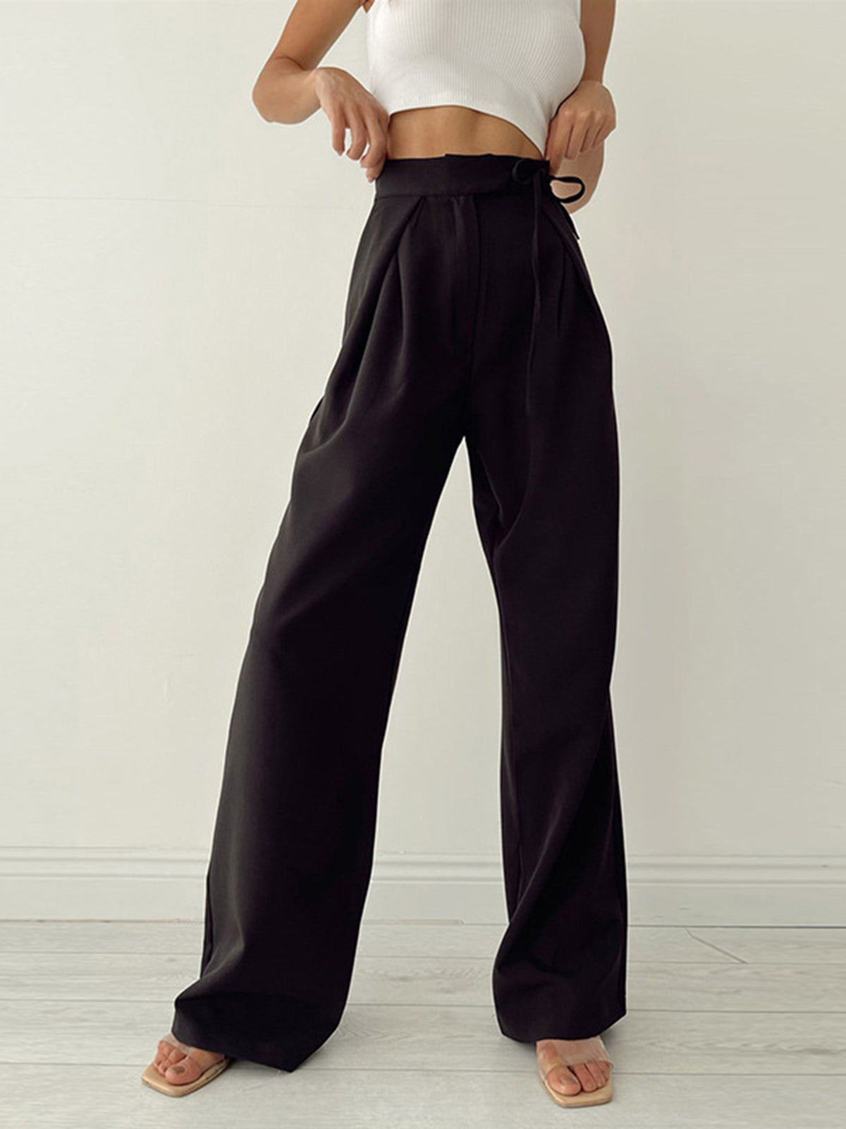 Palazzo Tied Wide Leg Dress Pants-CALLISTARI