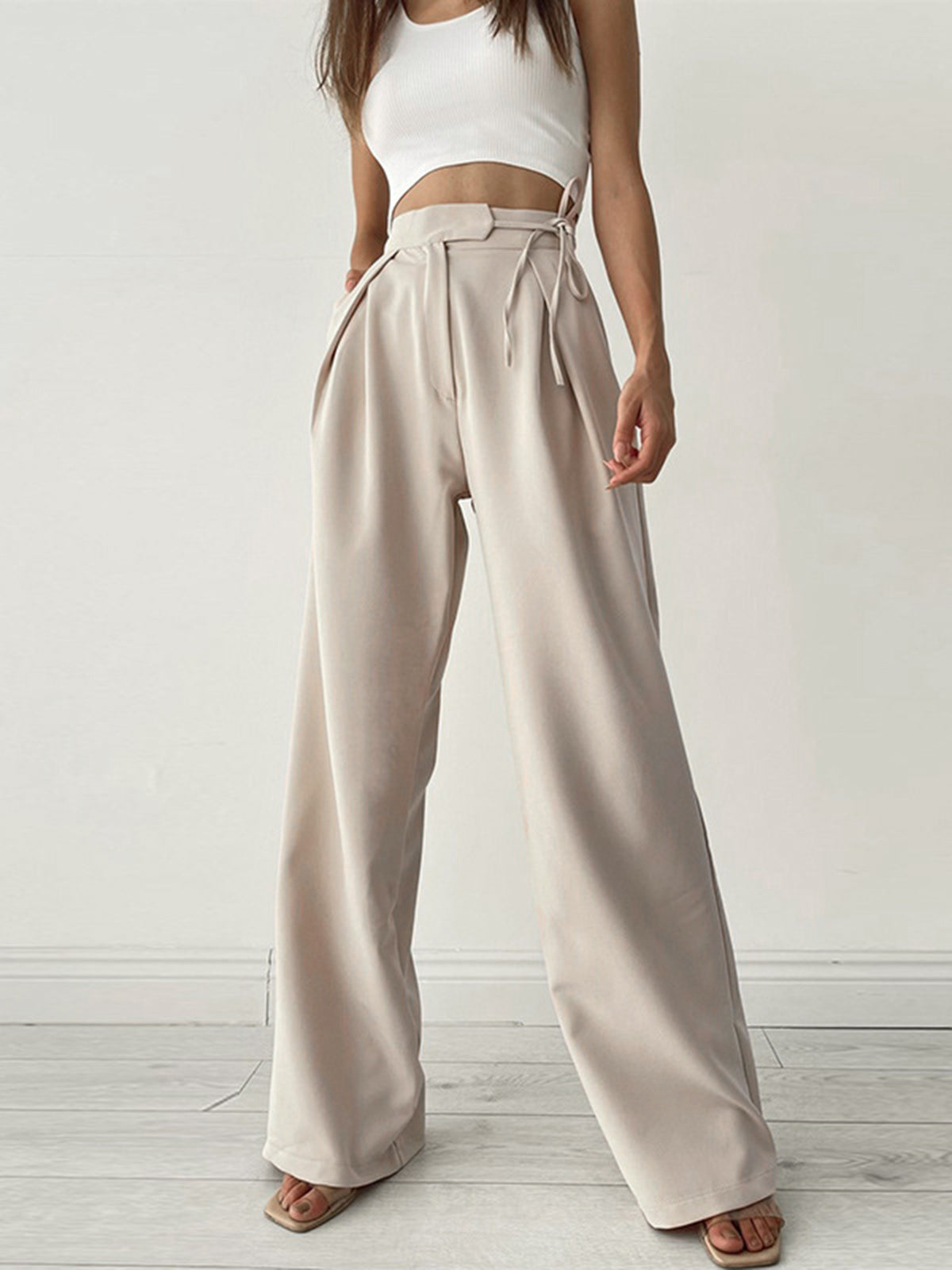 Palazzo Tied Wide Leg Dress Pants-CALLISTARI