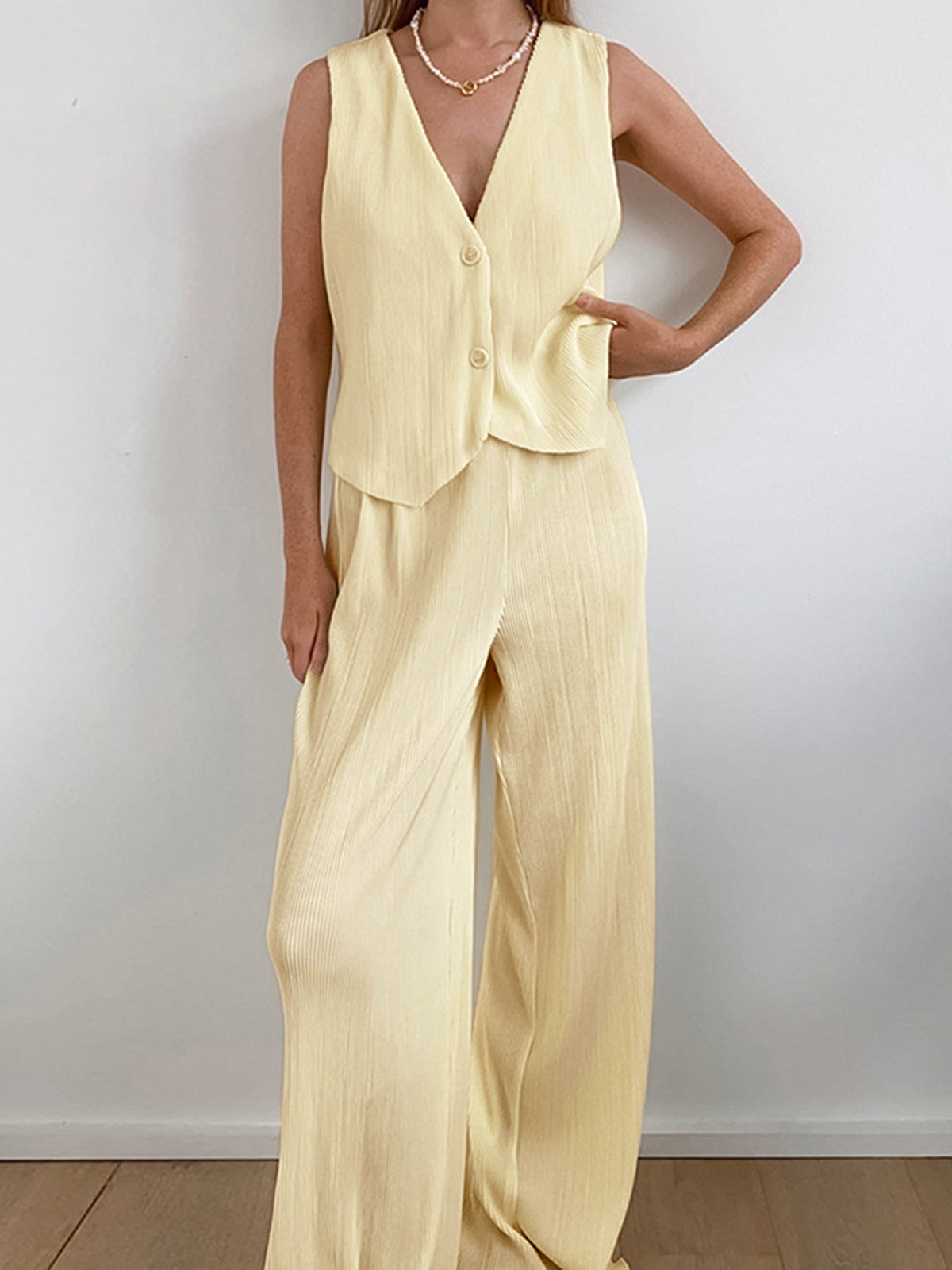 Limoncello Pleat Two Piece Pants Set-CALLISTARI