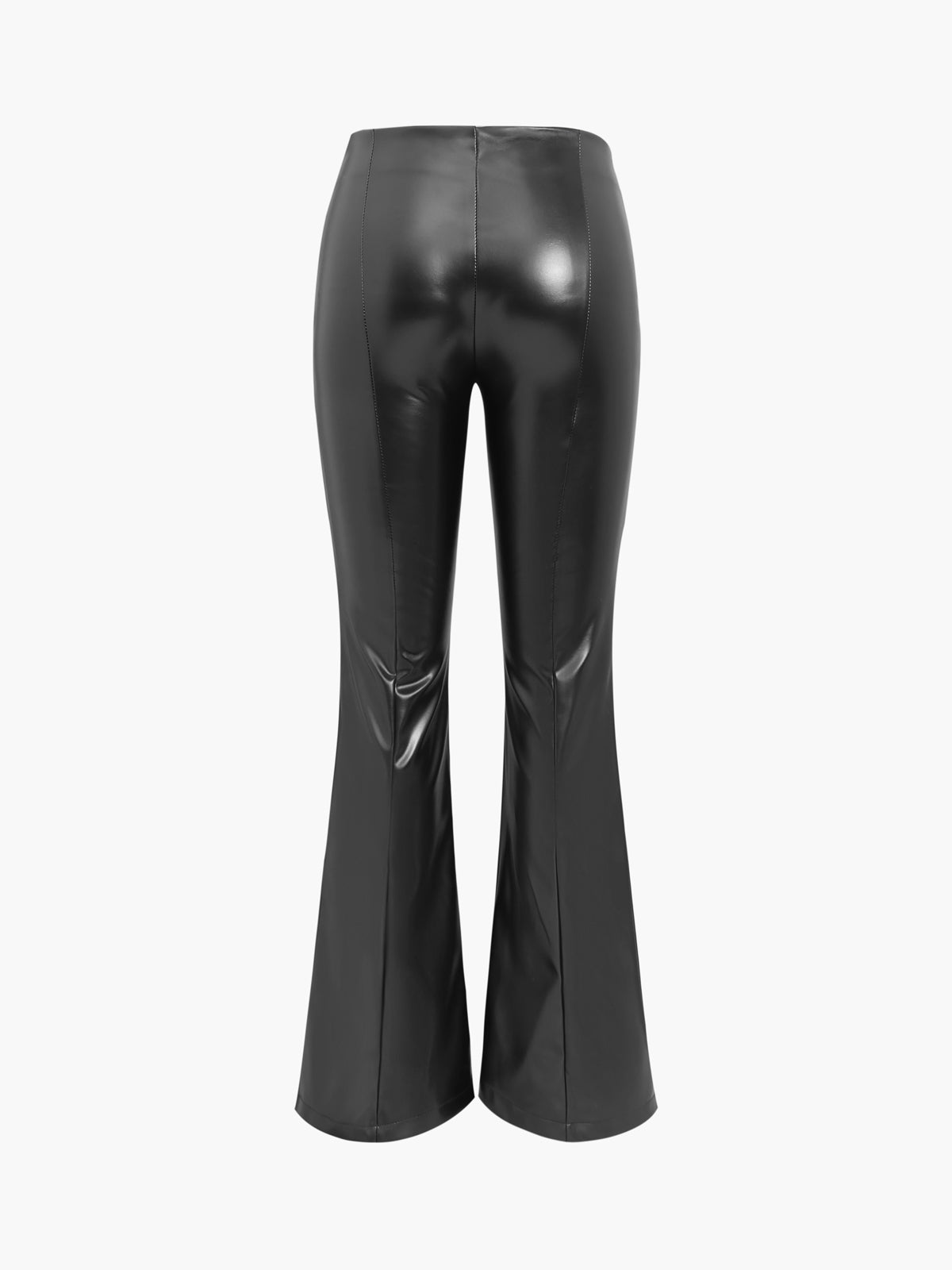 Faux Leather Zippered Flare Pants-CALLISTARI