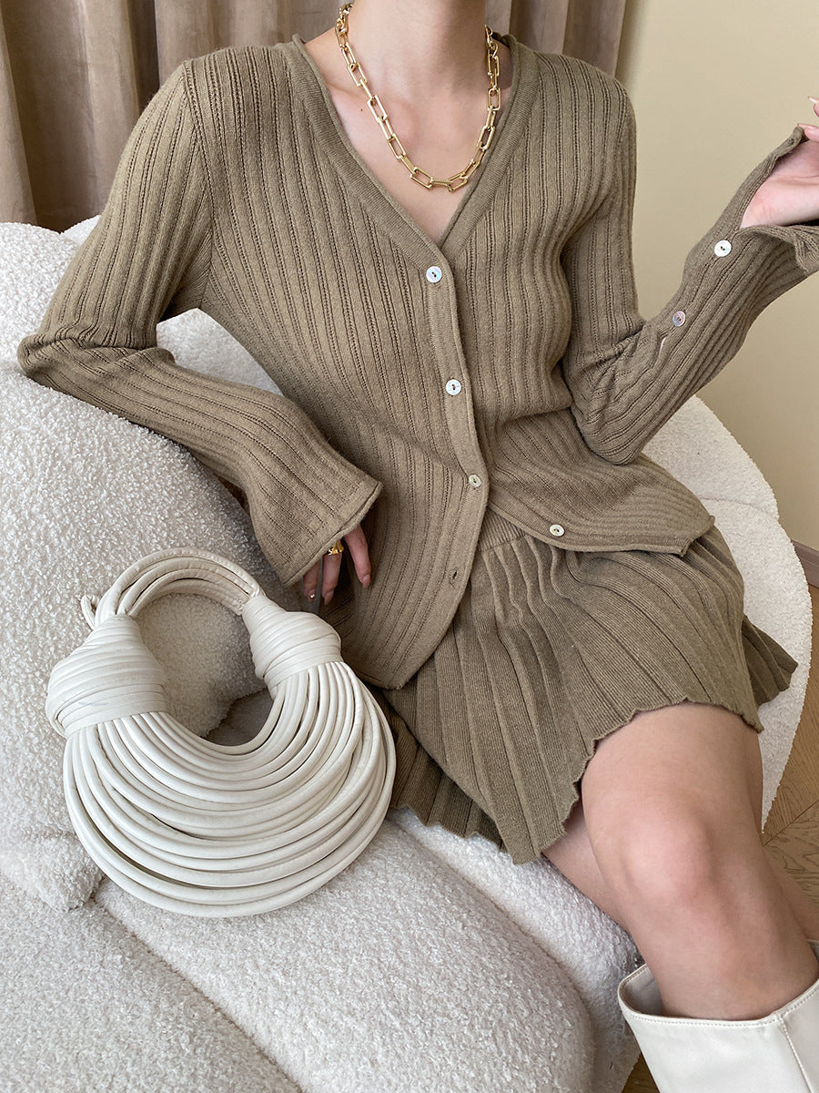 Leisure Long Sleeve Two Piece Skirt Set-CALLISTARI