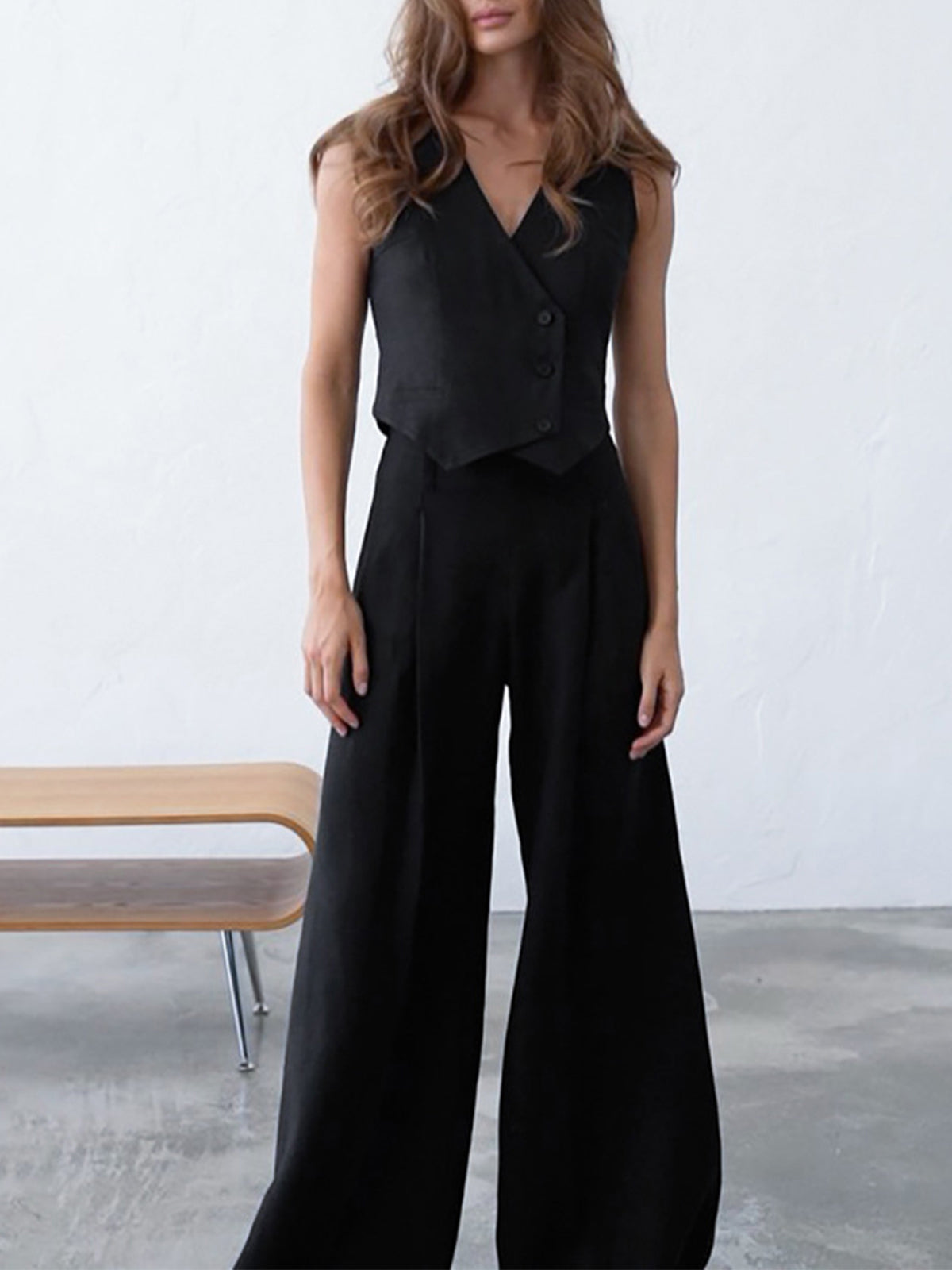 Minimalist Linen Two Piece Pants Set-Mesadic