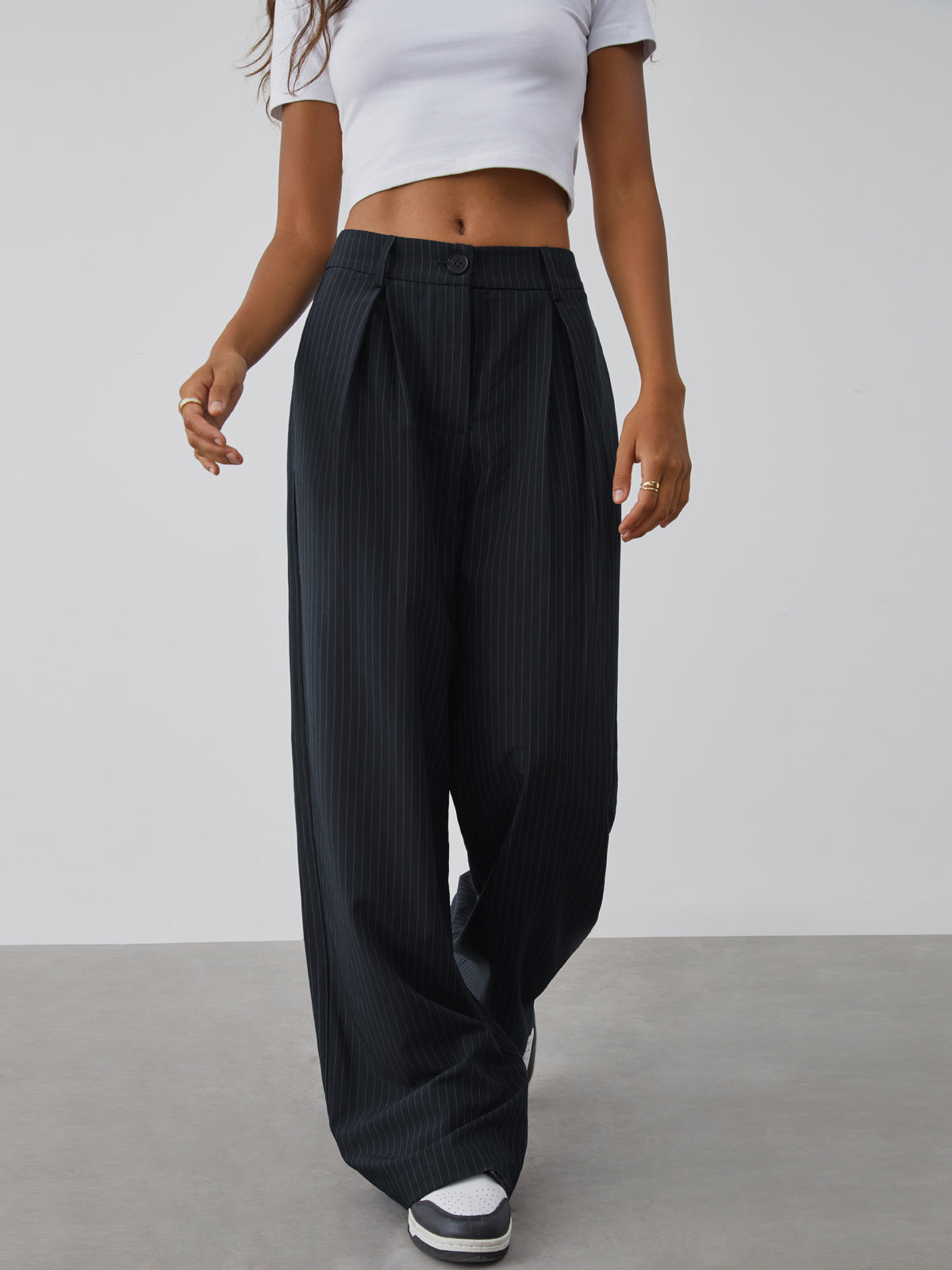 Shock Value Pinstripe Wide Leg Dress Pants-CALLISTARI