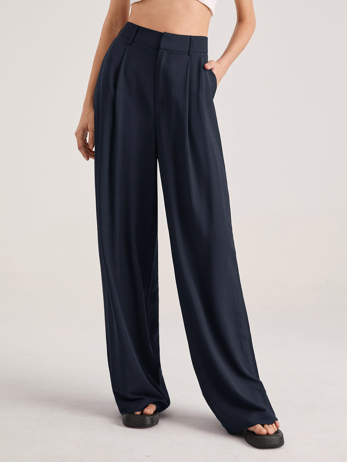 Oversized High Waisted Pleat Front Trousers-CALLISTARI
