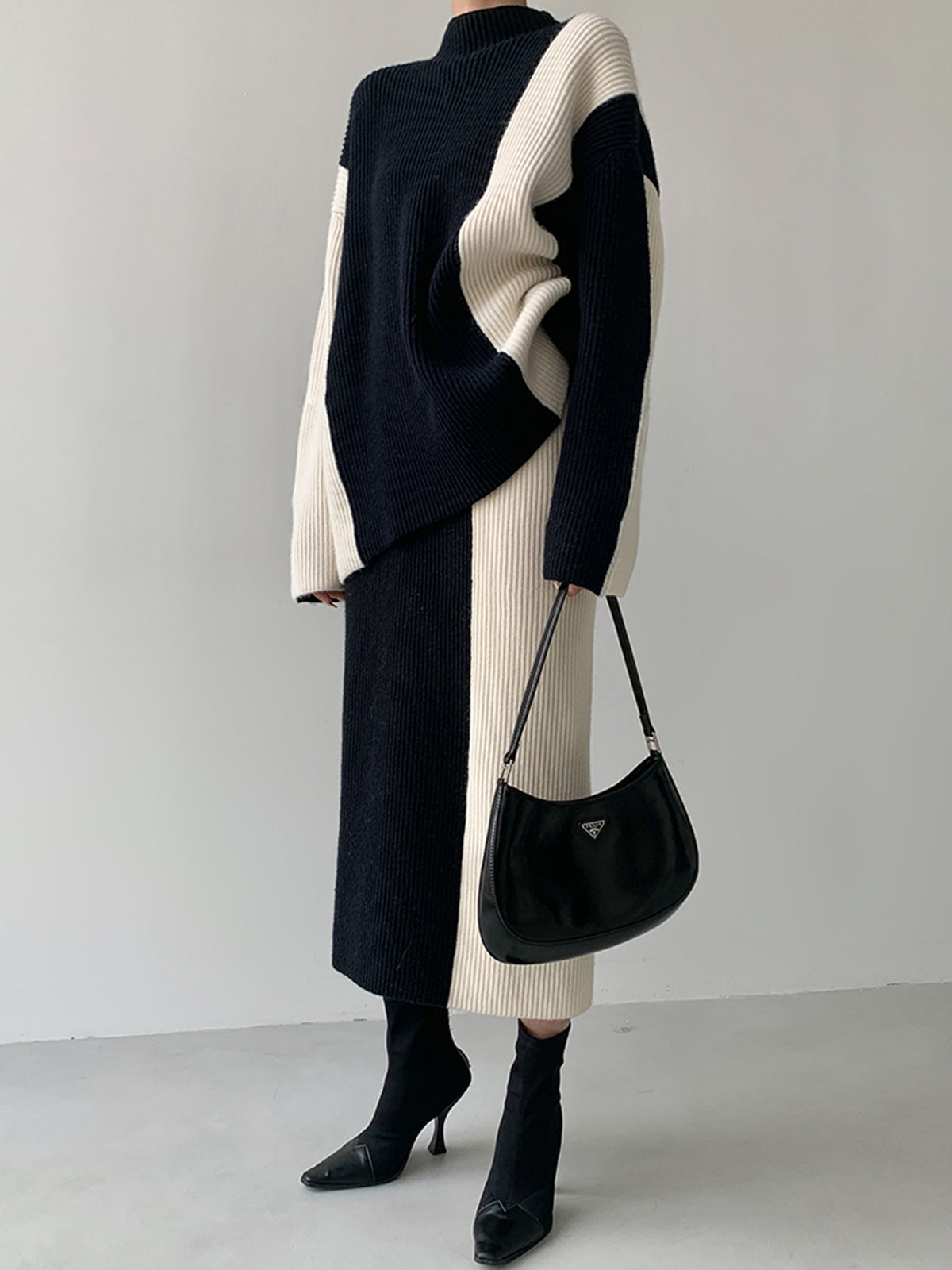 Miss Paris Stripe Two Piece Knit Skirt Set-CALLISTARI