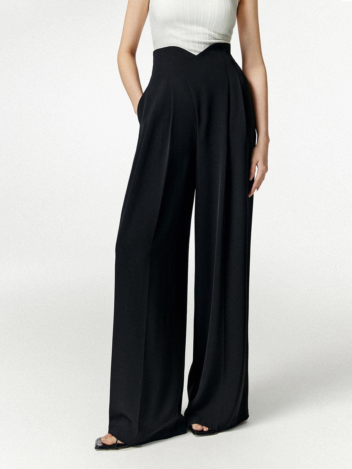 Notch Wide Leg Dress Pants-CALLISTARI