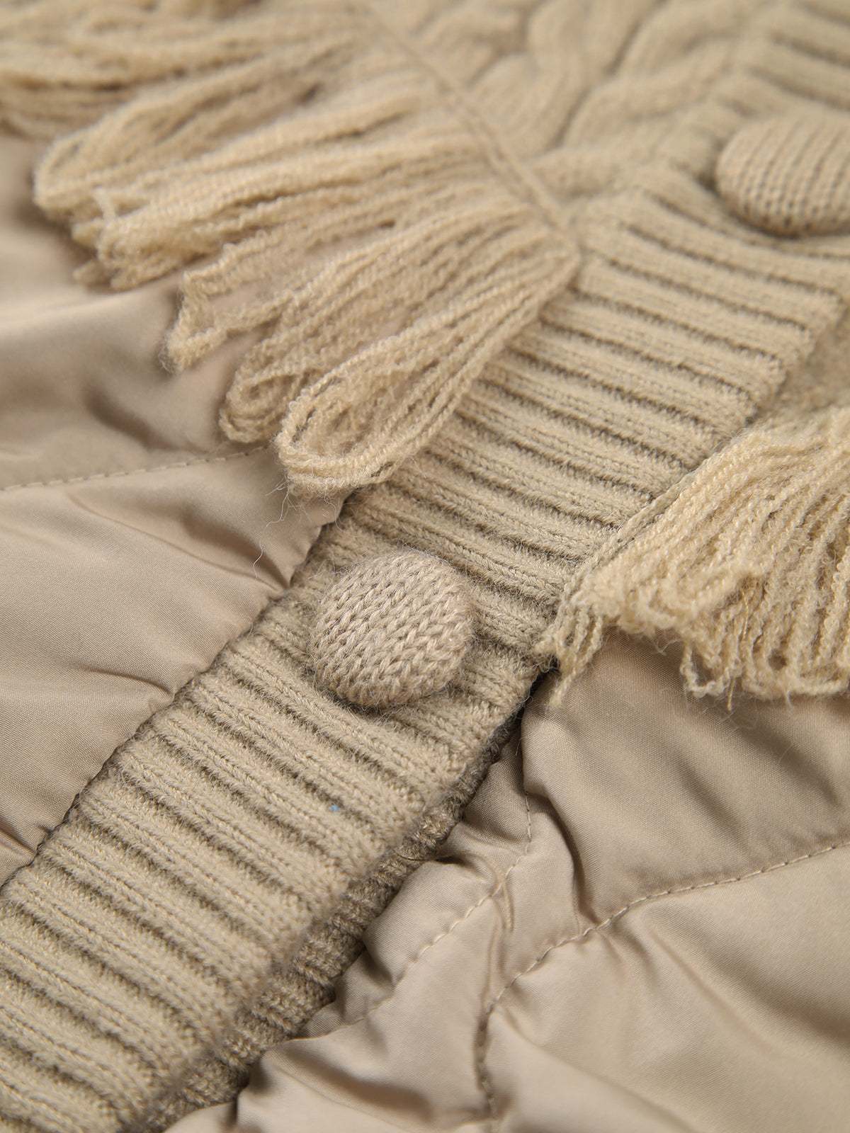Patchwork Cable Knit Quilted Coat-Mesadic