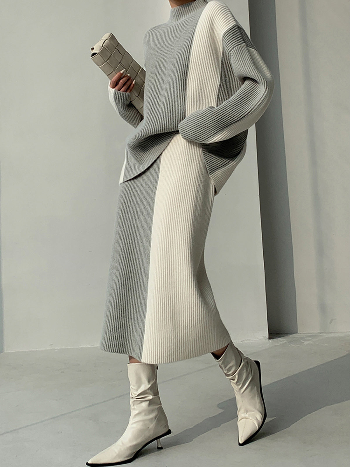 Miss Paris Stripe Two Piece Knit Skirt Set-CALLISTARI