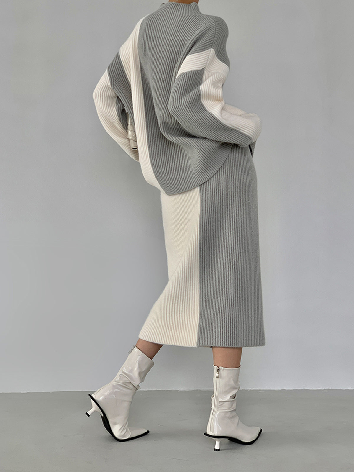 Miss Paris Stripe Two Piece Knit Skirt Set-CALLISTARI