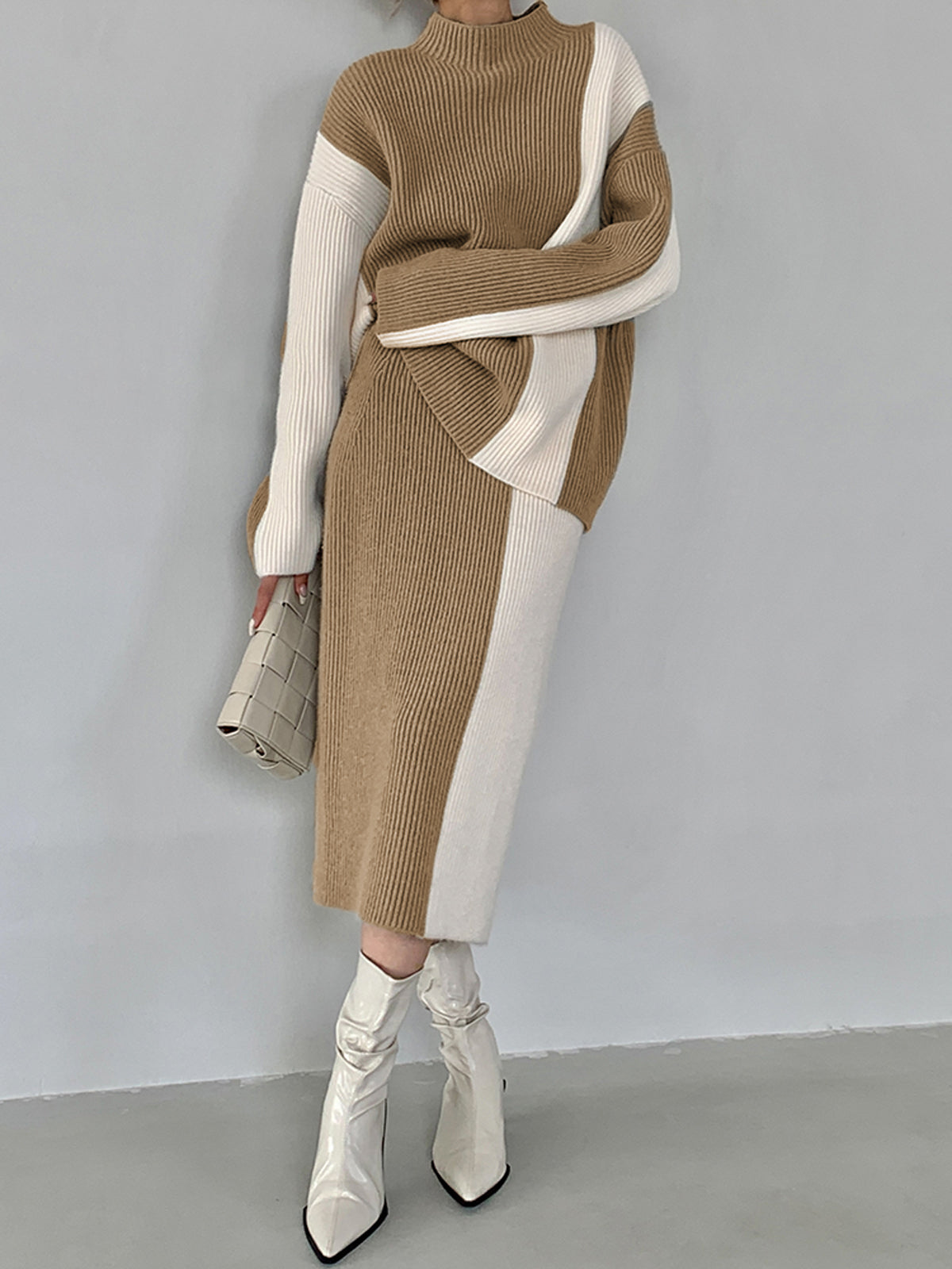 Miss Paris Stripe Two Piece Knit Skirt Set-CALLISTARI