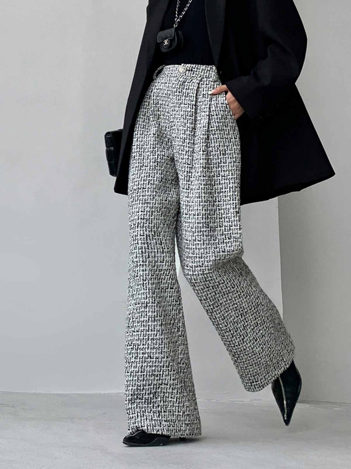 Tweed Wide Leg Dress Pants-CALLISTARI
