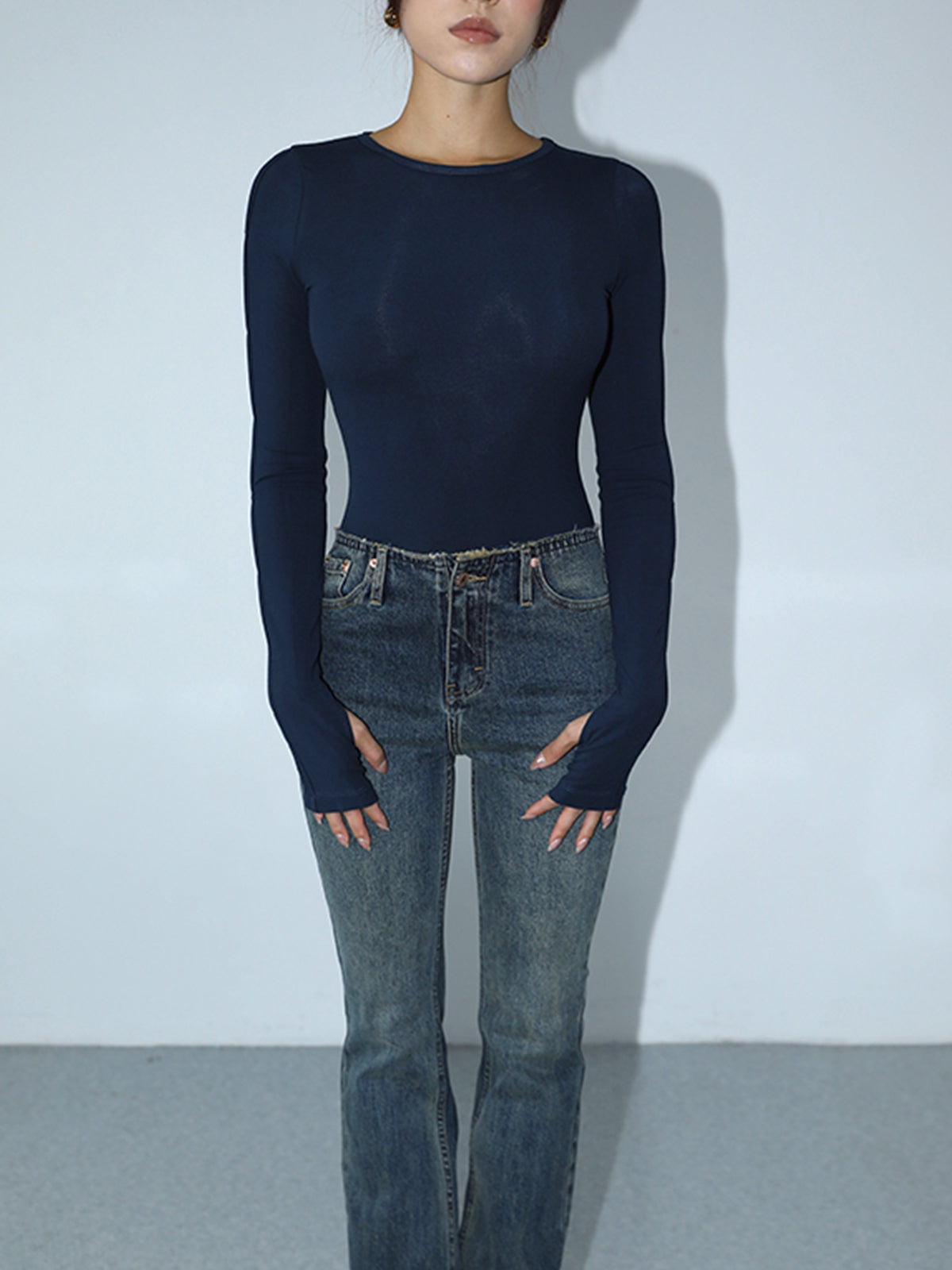 Keyhole Cutout Long Sleeve Bodysuit-CALLISTARI