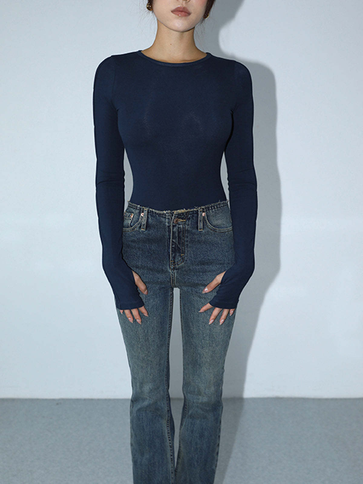 Keyhole Cutout Long Sleeve Bodysuit-CALLISTARI