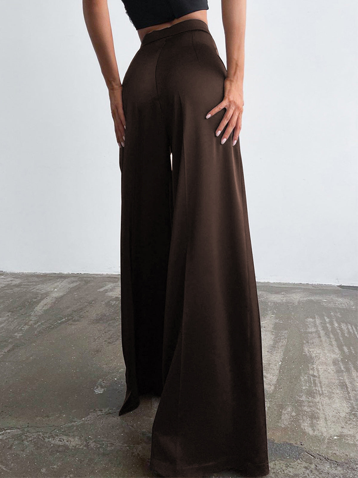 Oversized Satin Wide Leg Dress Pants-CALLISTARI