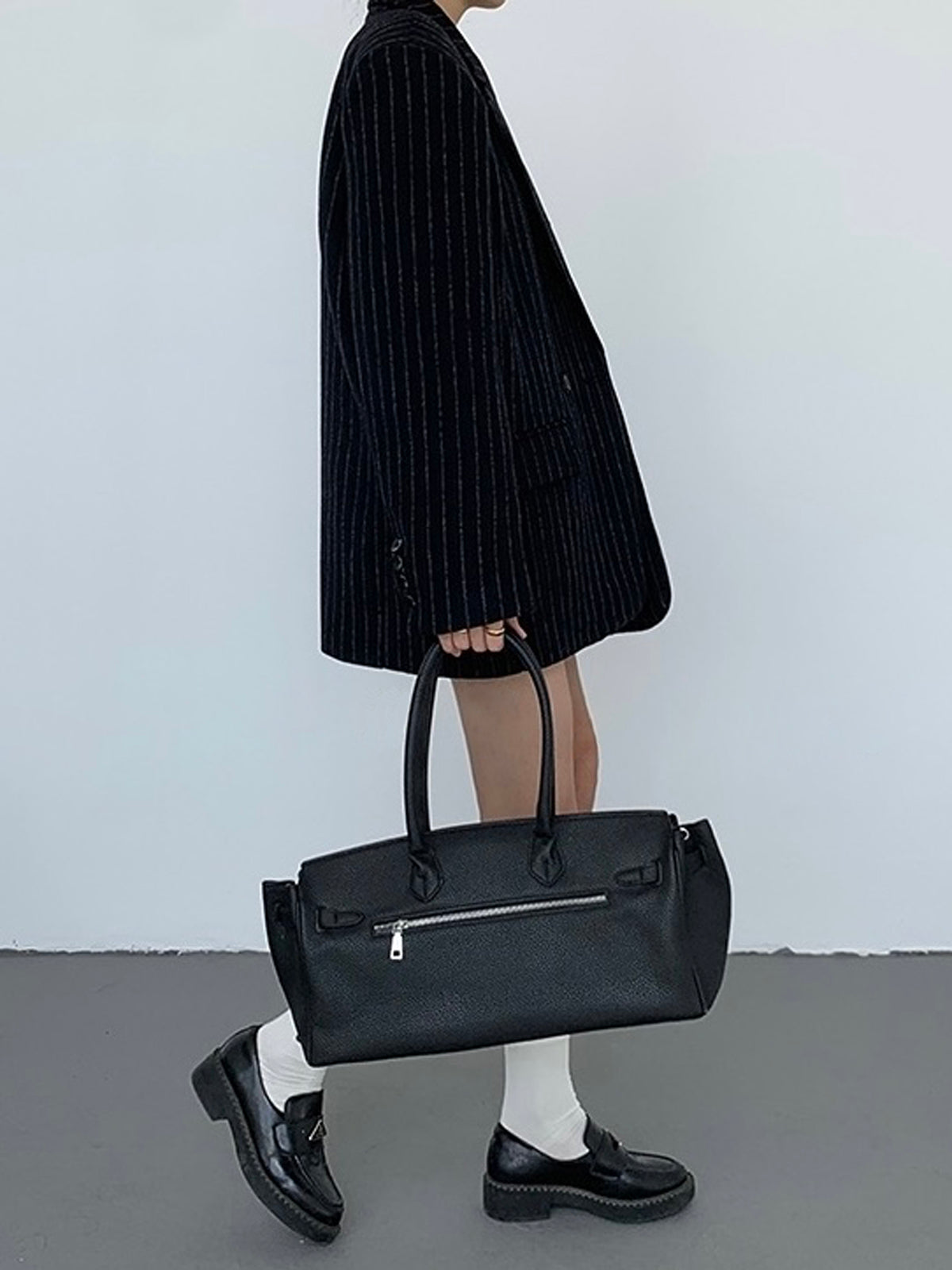 Tweed Pinstripe Oversized Blazer-CALLISTARI