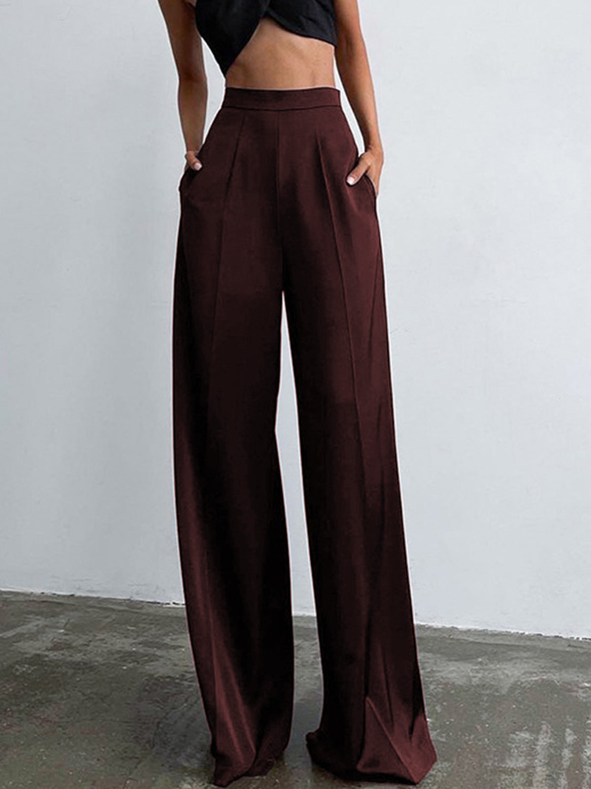 Oversized Satin Wide Leg Dress Pants-CALLISTARI