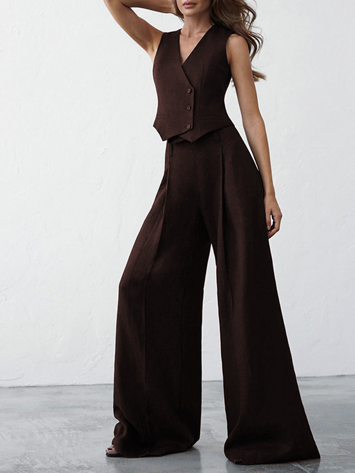 Minimalist Linen Two Piece Pants Set-Mesadic