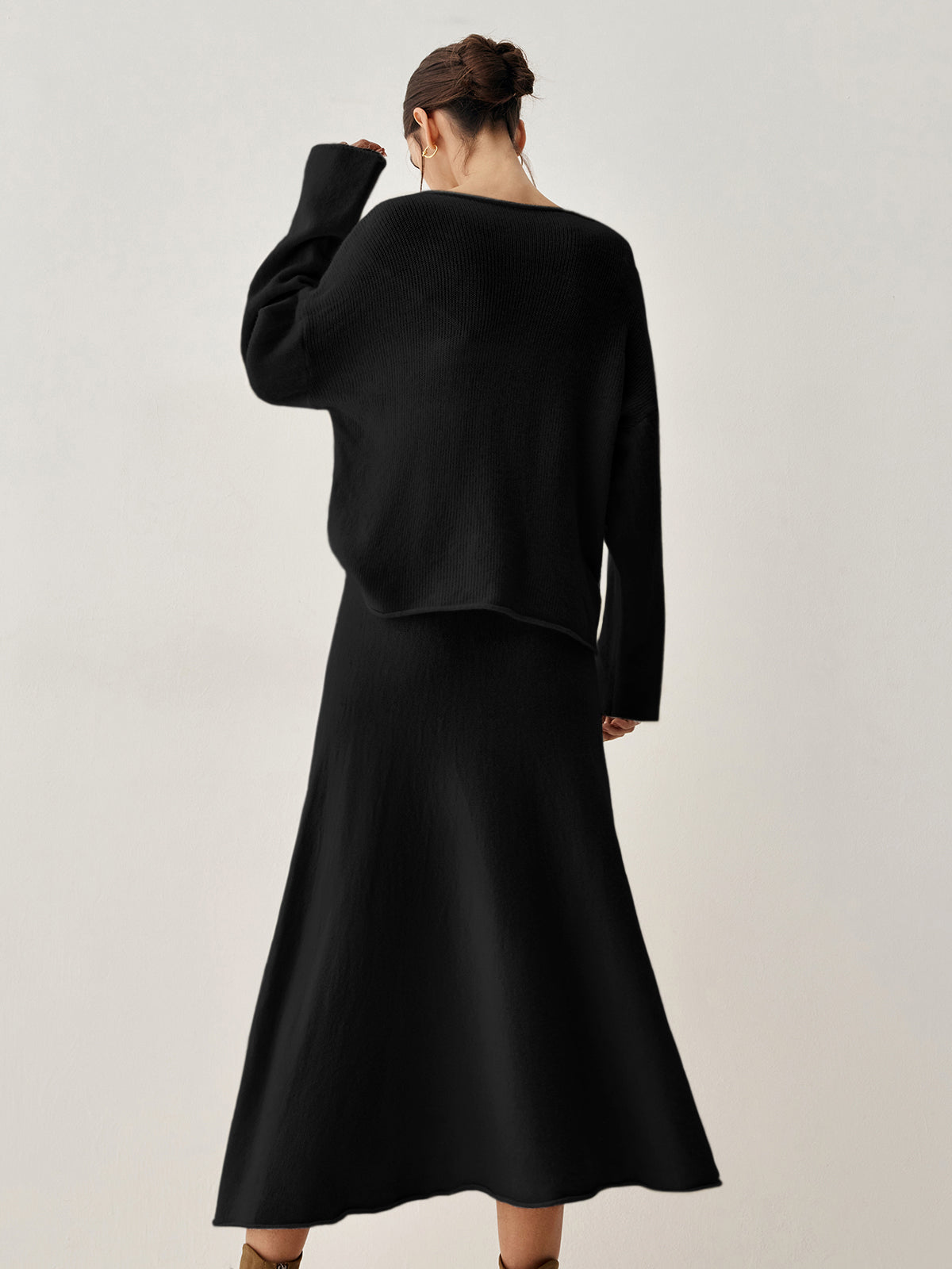 Oversized Sweater Two Piece Skirt Set-CALLISTARI