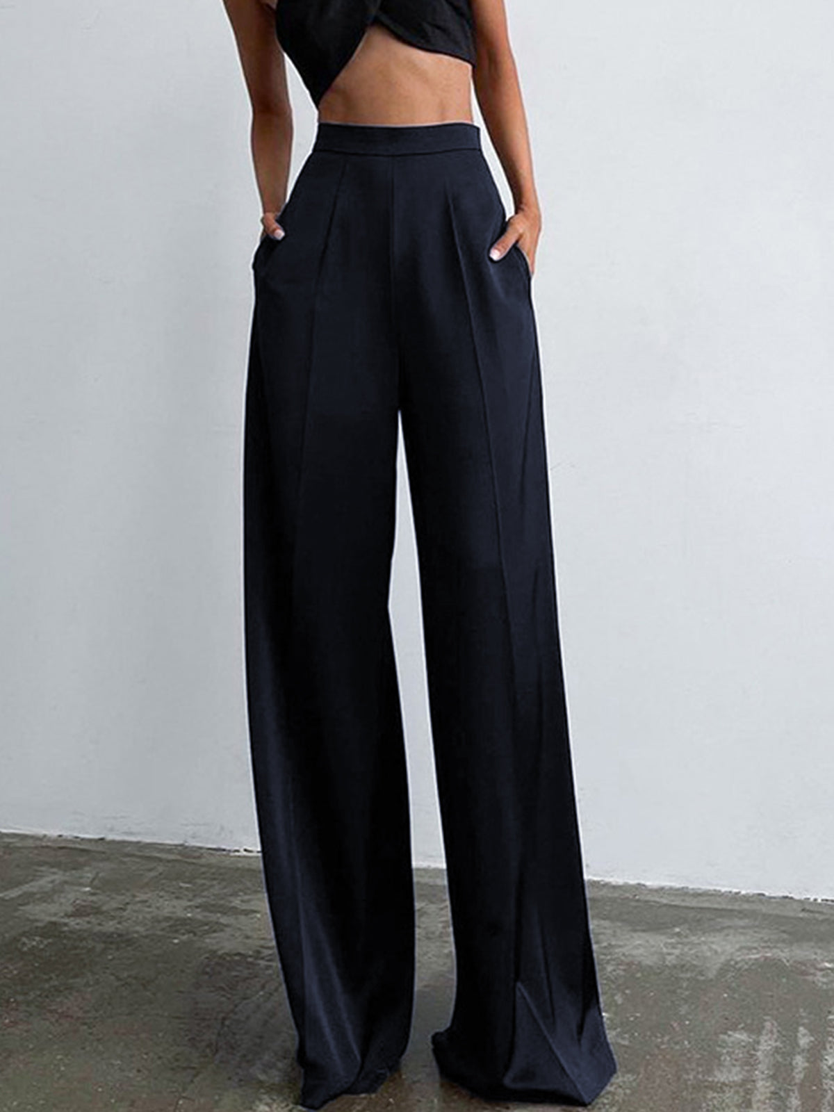 Oversized Satin Wide Leg Dress Pants-CALLISTARI