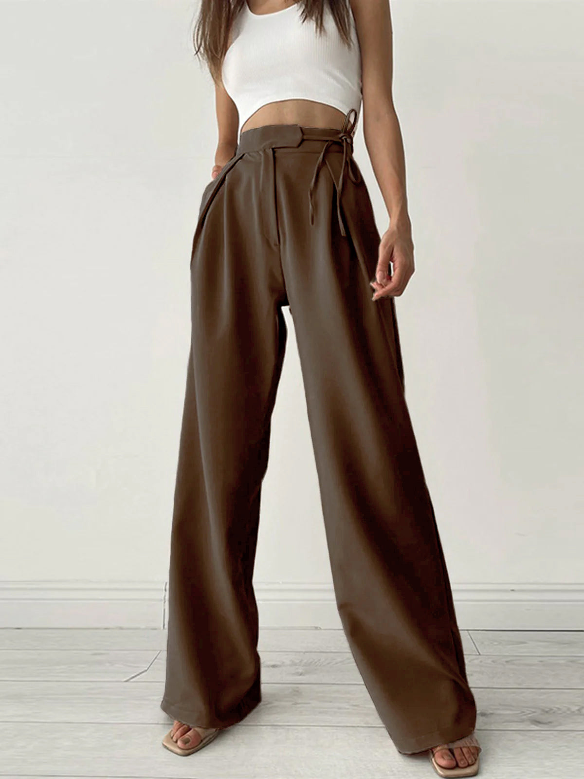 Palazzo Tied Wide Leg Dress Pants-CALLISTARI